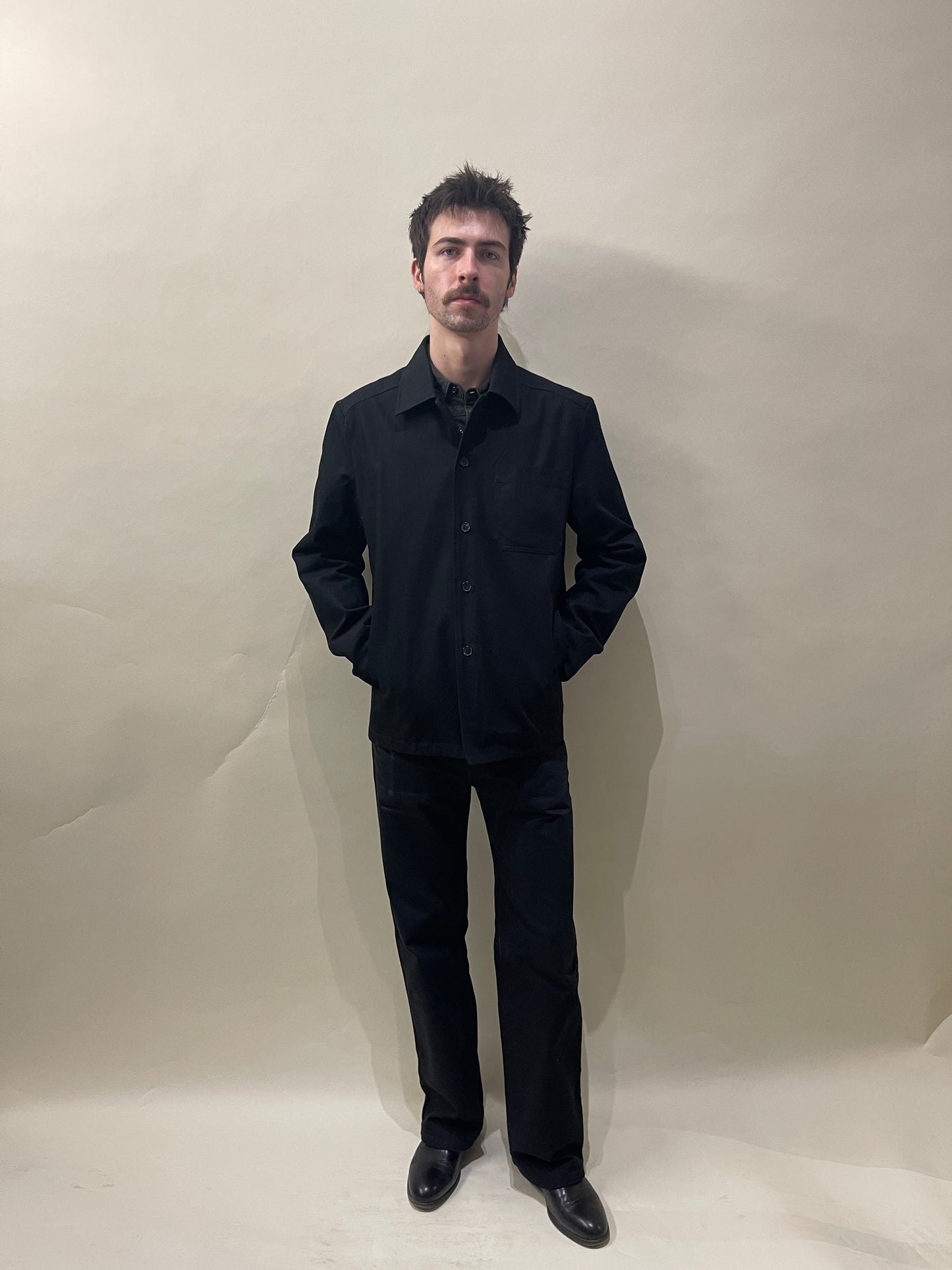 A.P.C. Black Herringbone Cotton Shirt Jacket Medium - M