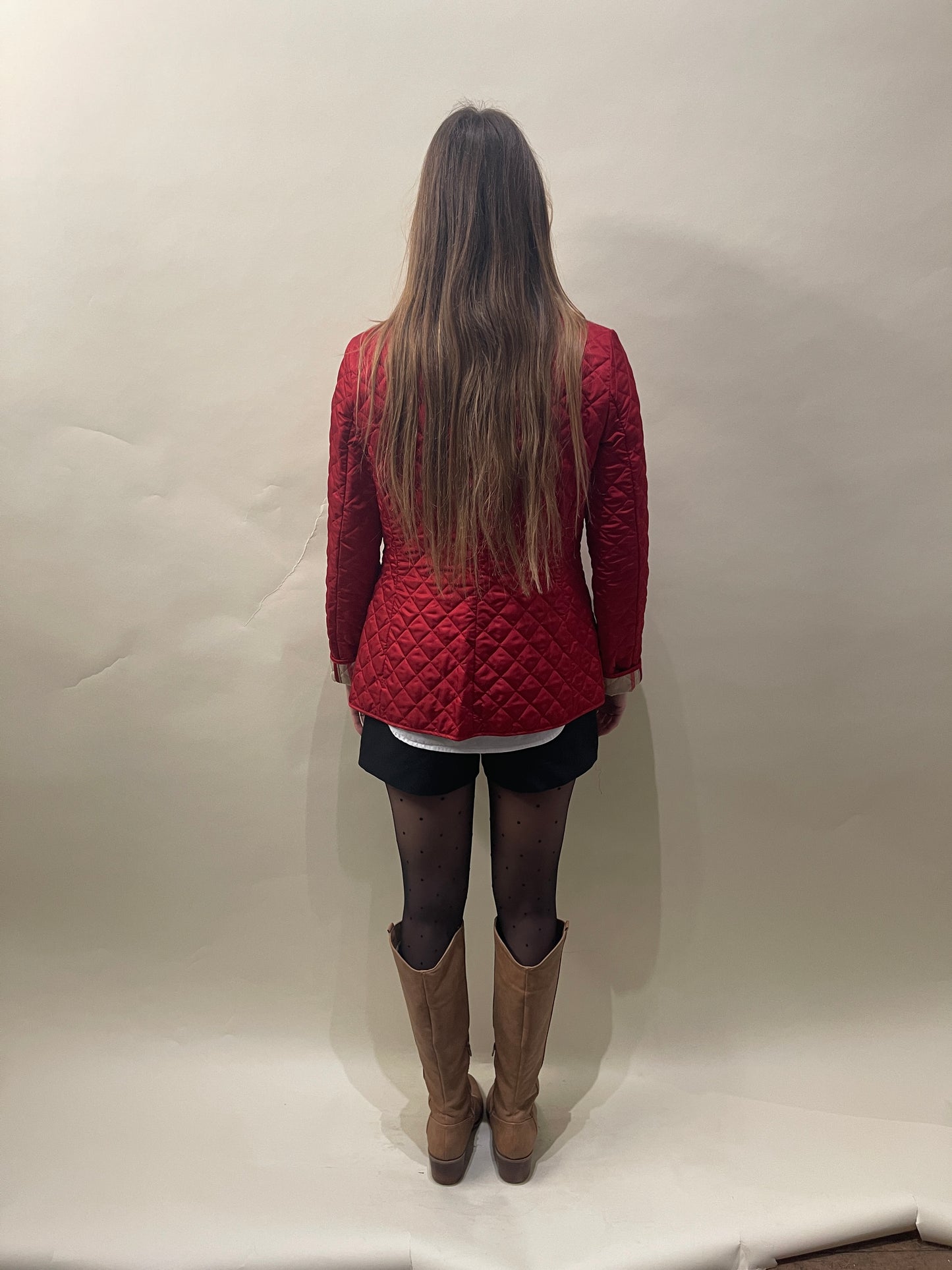 Burberry Brit Red Polyester Quilted Collared Jacket Small - S