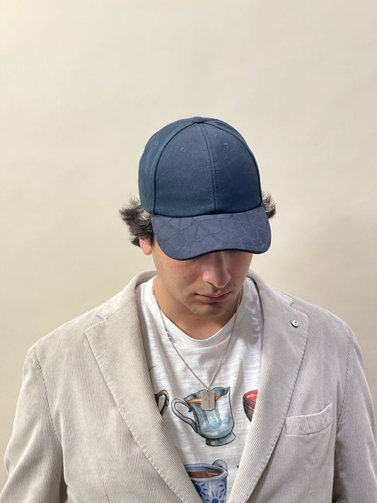 Valentino Navy Blue Cotton Toile Iconographe Baseball Cap