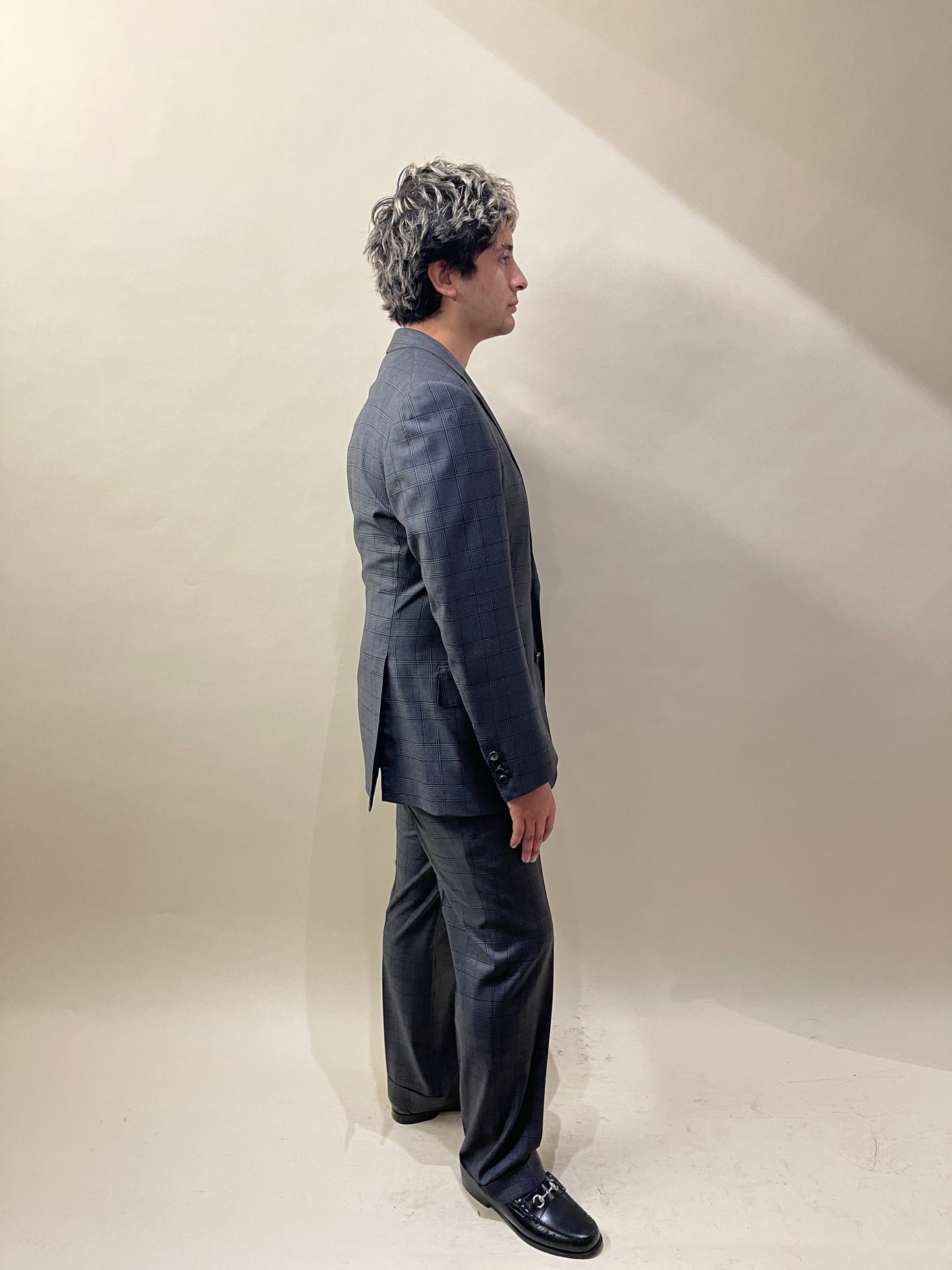 Tom Ford Dark Grey & Black Glen Check Wool Suit 44L