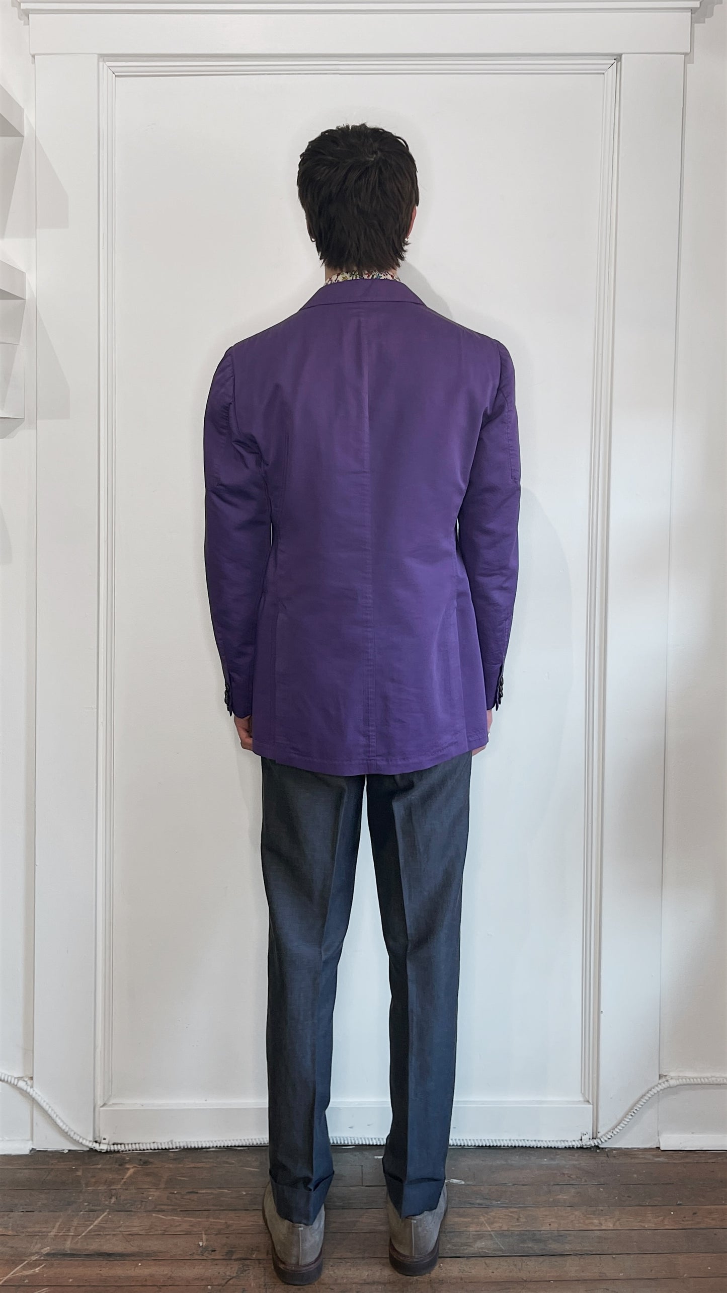 Etro Purple Cotton Silk Unlined Sport Coat 44