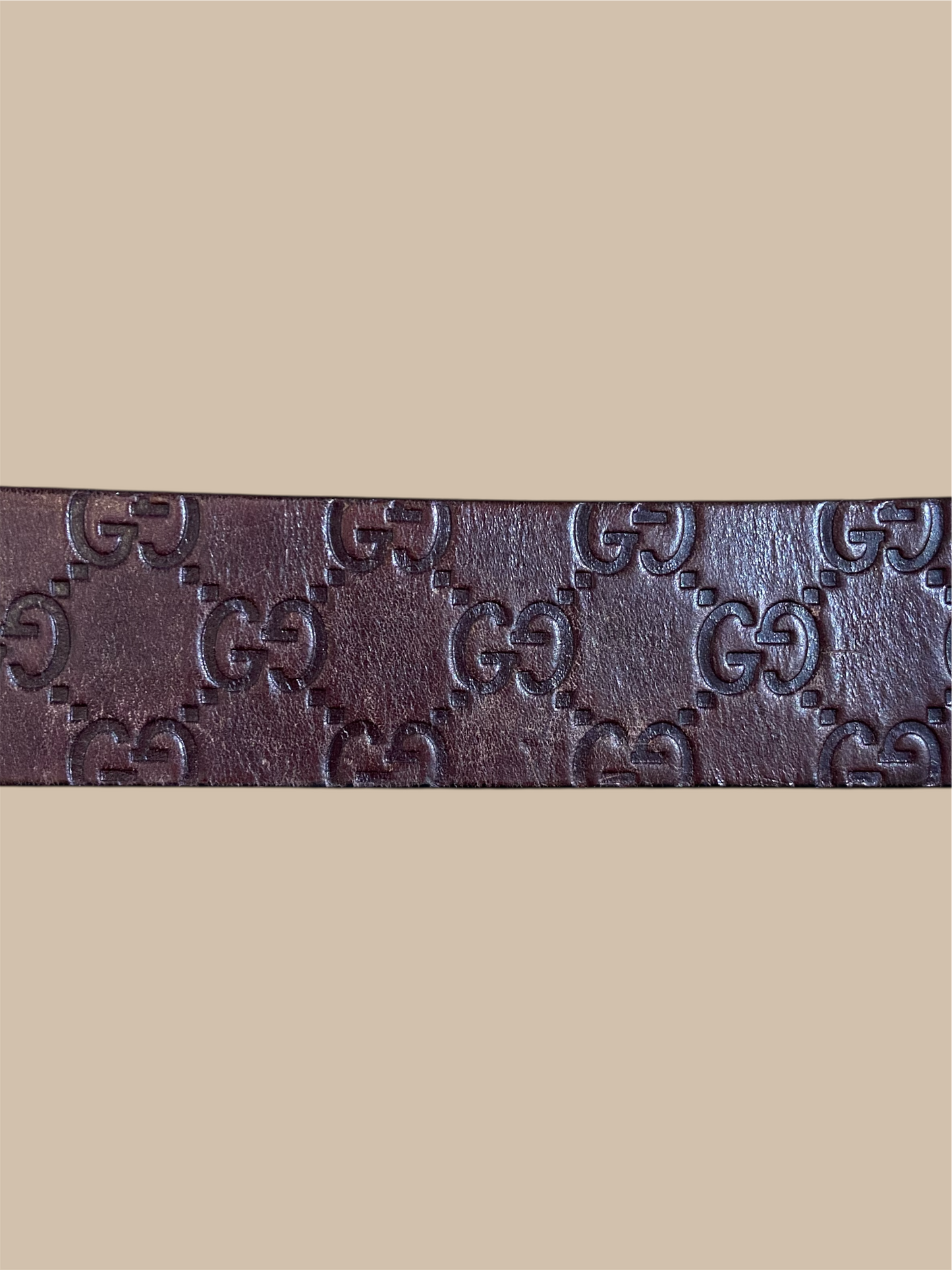 Gucci Dark Brown Leather Monogram Belt 36