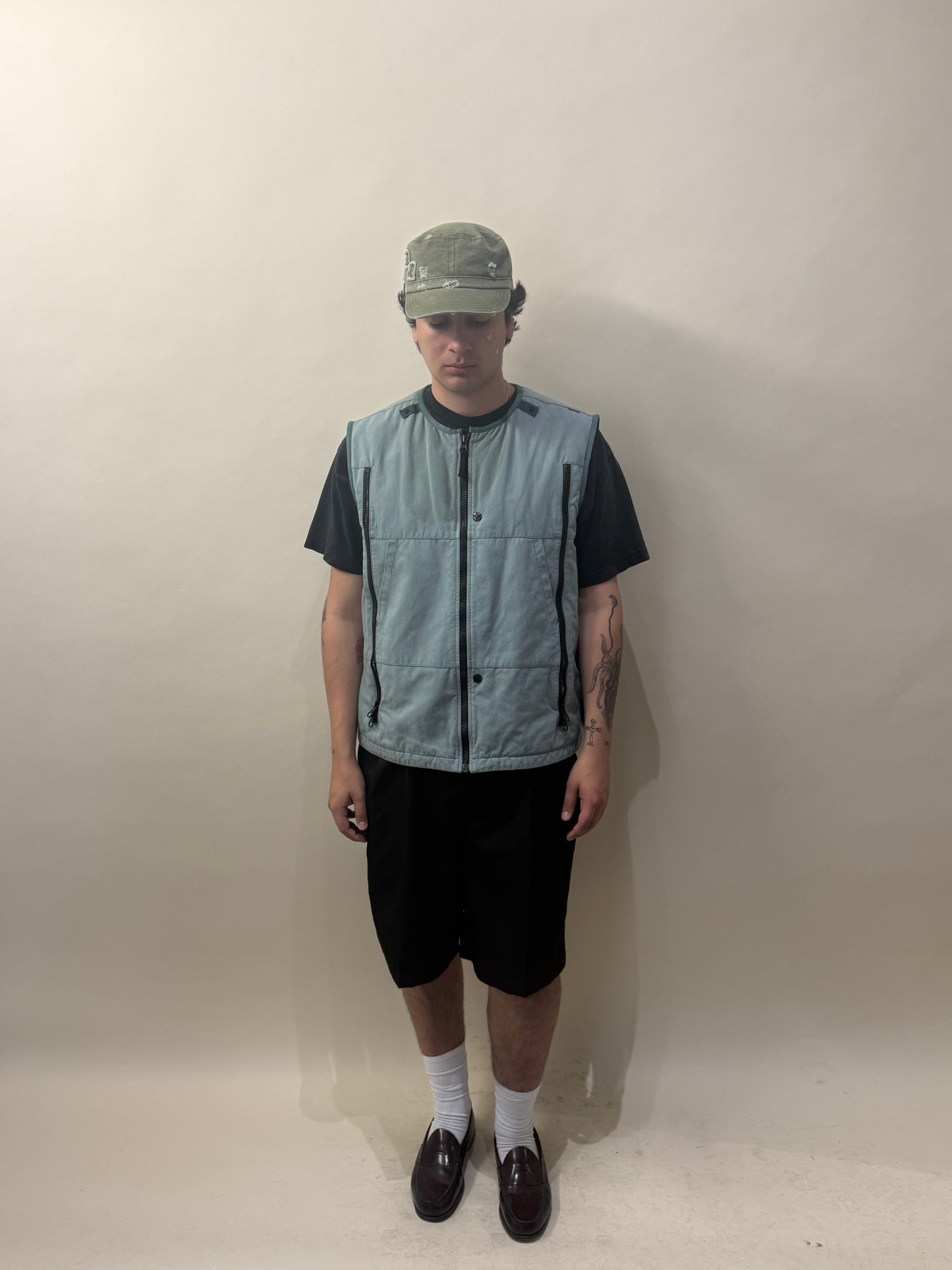 Stone Island Shadow Project Dusty Teal Hollowcore Zip Gilet Extra Large - XL