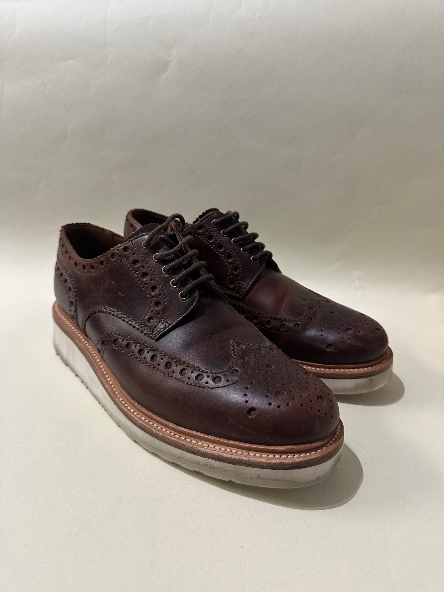 Grenson Dark Brown Leather Archie Brogue Shoes 9.5 M / 11 W