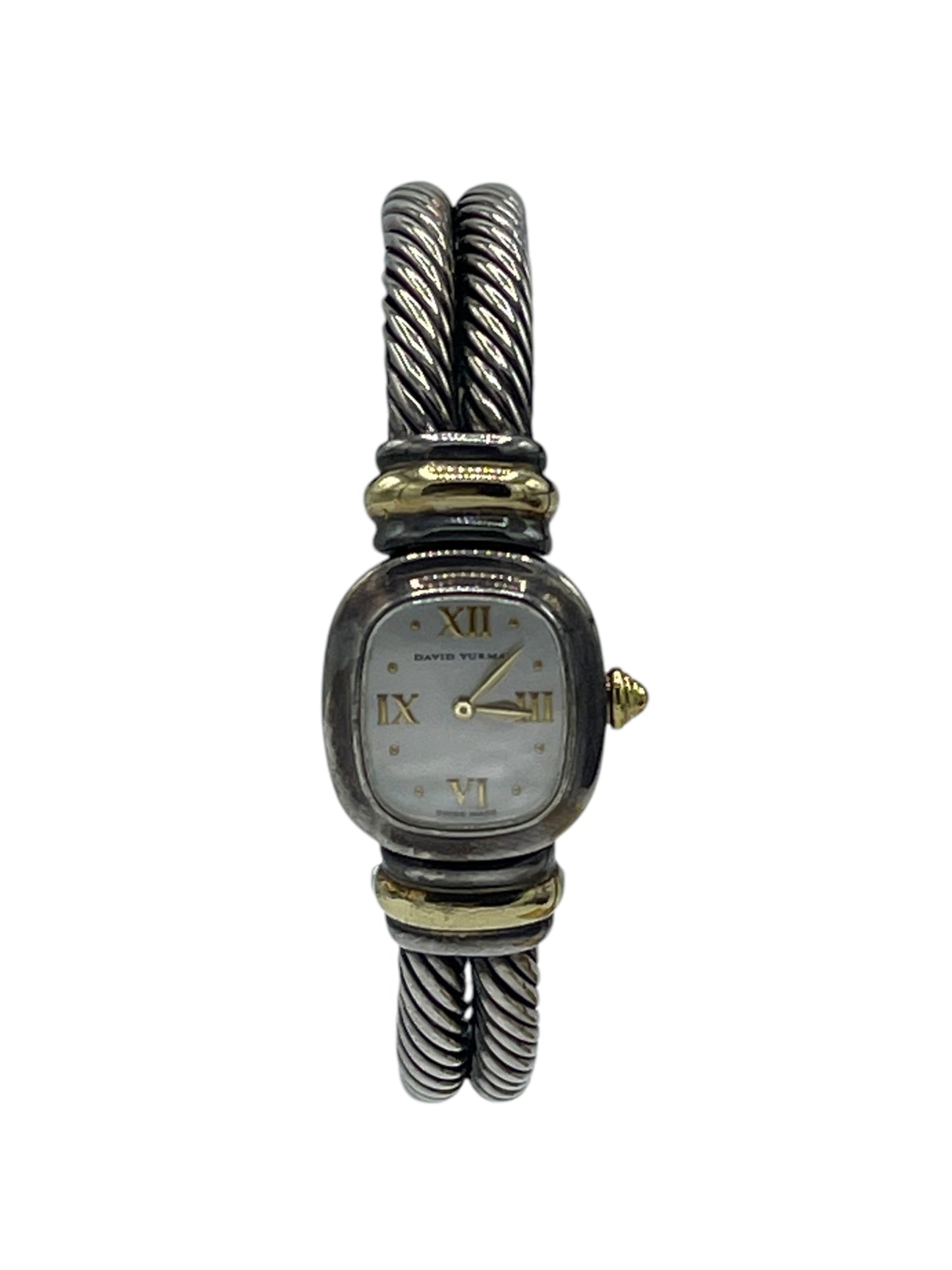 David Yurman Silver & Gold Mother Of Pearl Cable Watch