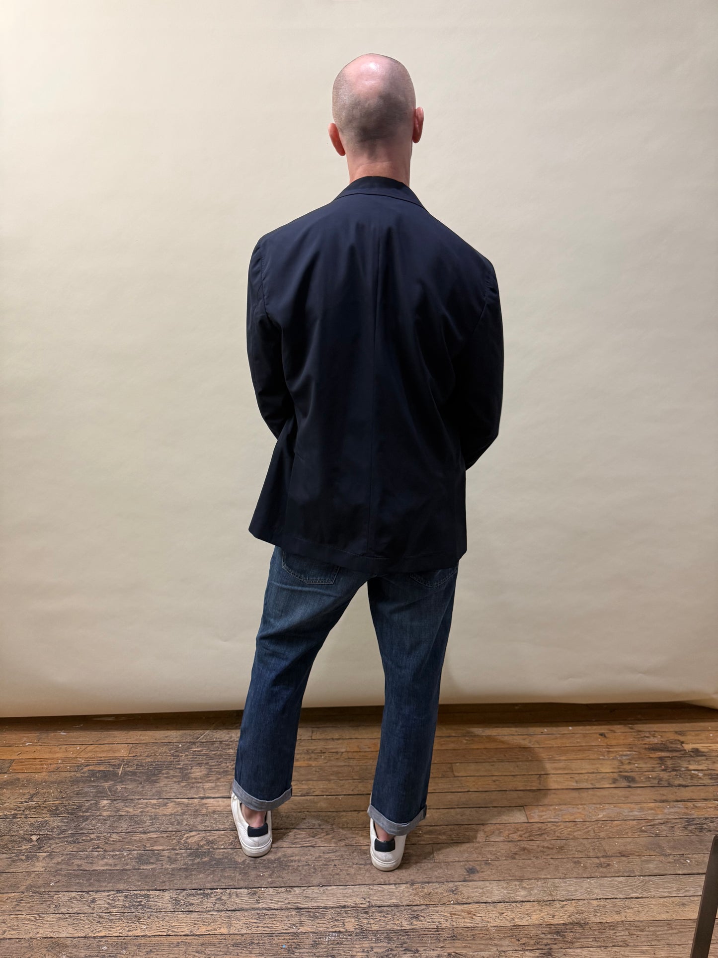 Brunello Cucinelli Navy Blue Wool Silk Unlined Travel Jacket 44