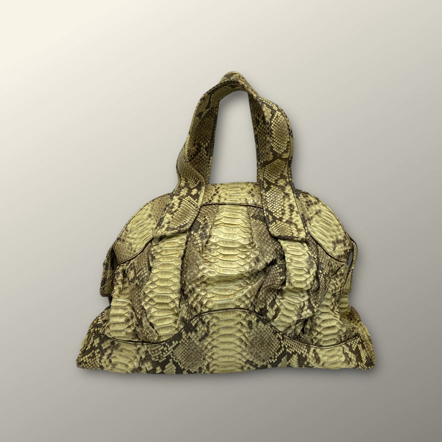 Zagliani Tan Snakeskin Handbag