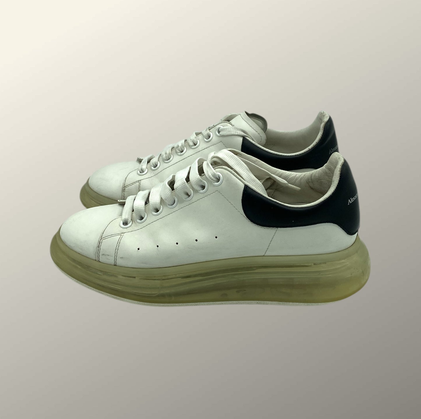 Alexander McQueen White & Black Leather Bubble Oversized Sneakers 9 M / 10.5 W