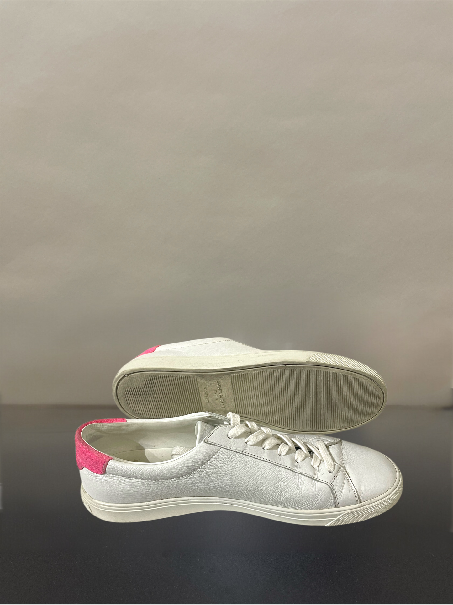 Saint Laurent White & Pink Leather Classic Sneakers 11.5 M / 13 W