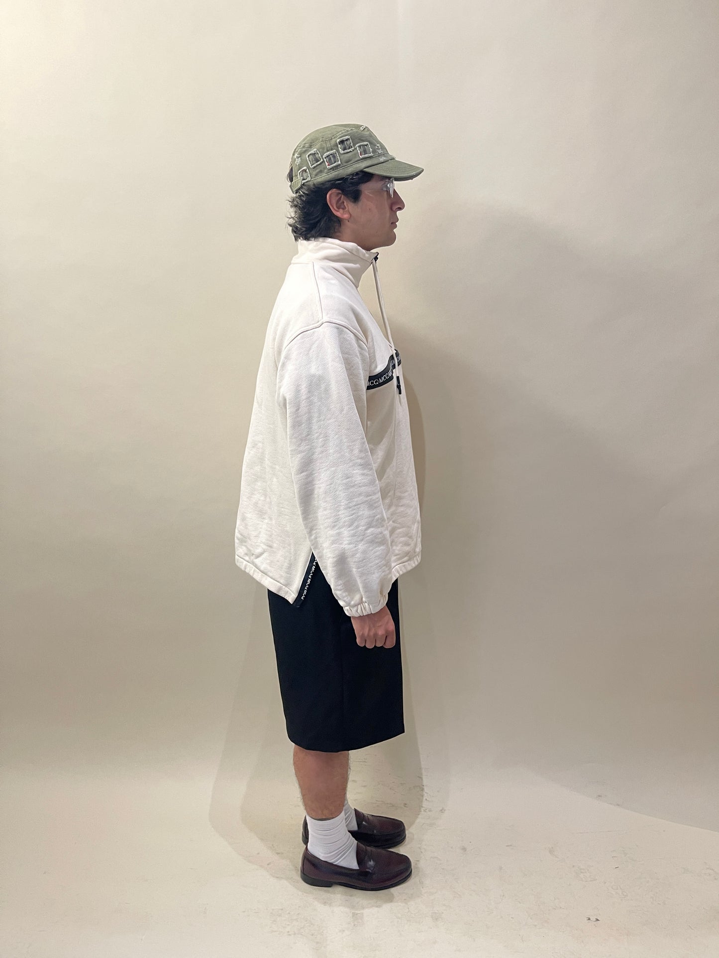 McQ Alexander McQueen Off White Taped Seam Funnel Neck 1/4 Zip Sweater Medium - M