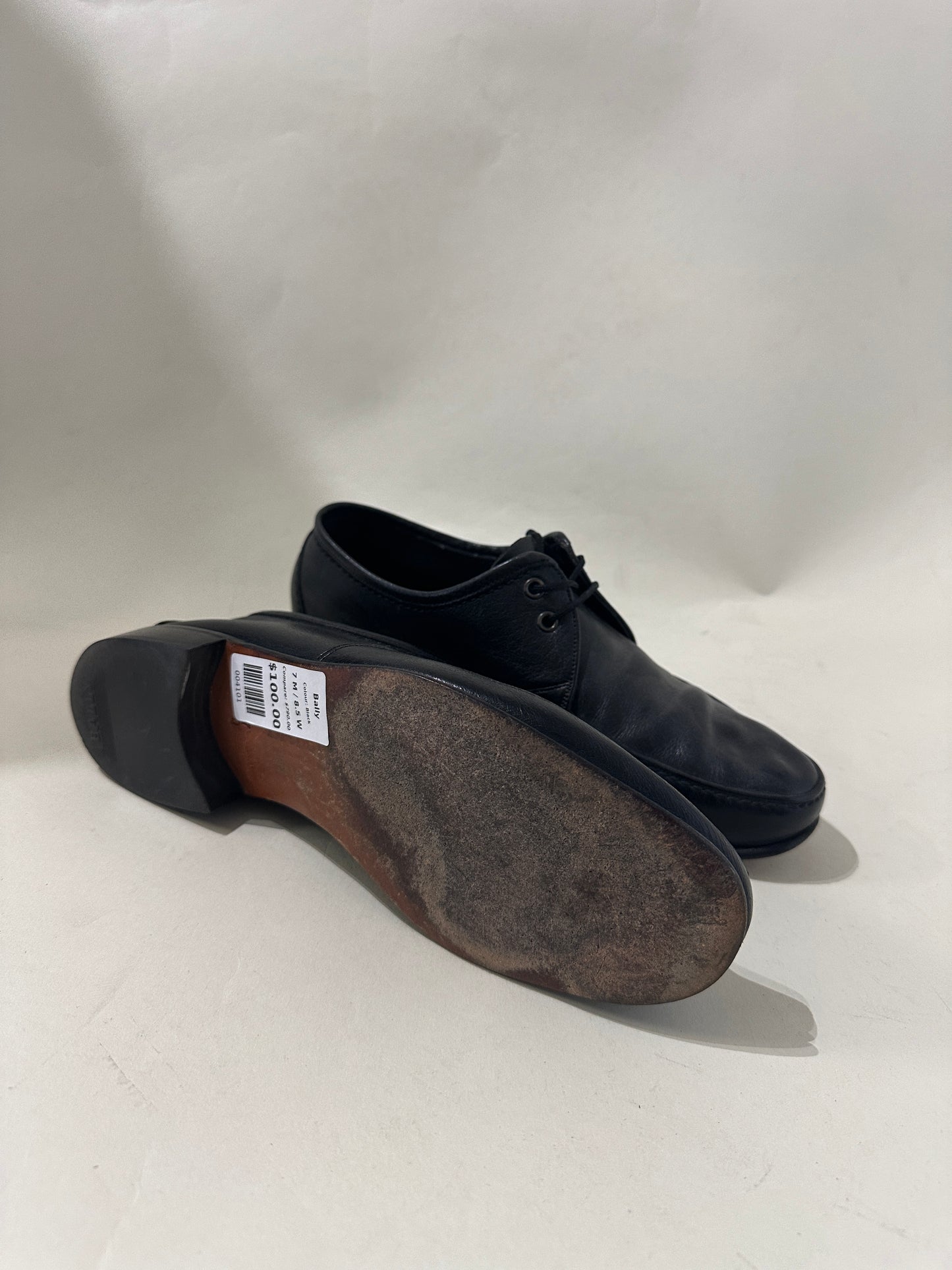 Bally Black Leather Boat Shoe Style Derby Shoes 7 M / 8.5 W