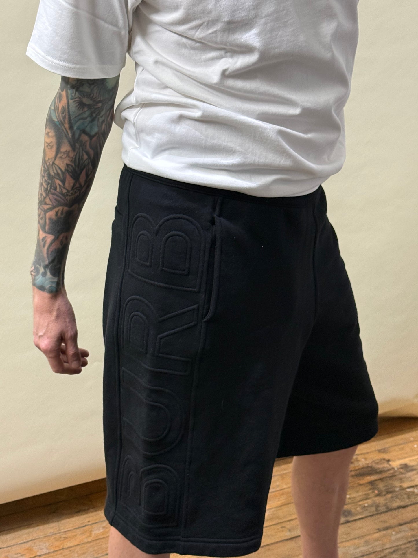 Burberry Black Side Panel Logo Sweat Shorts Large - L