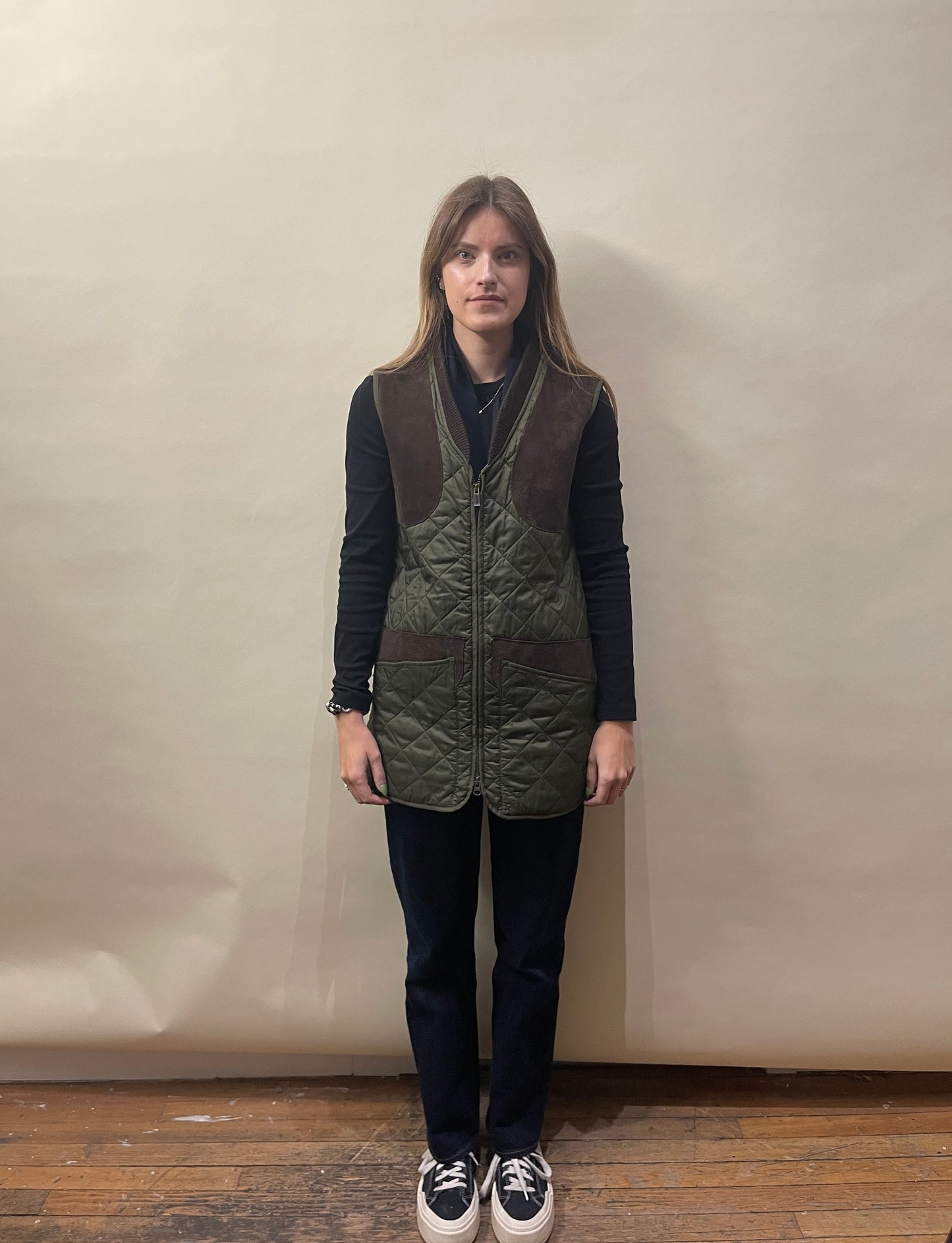 Barbour Olive Green & Brown New Keeper Wear Gilet Large - L