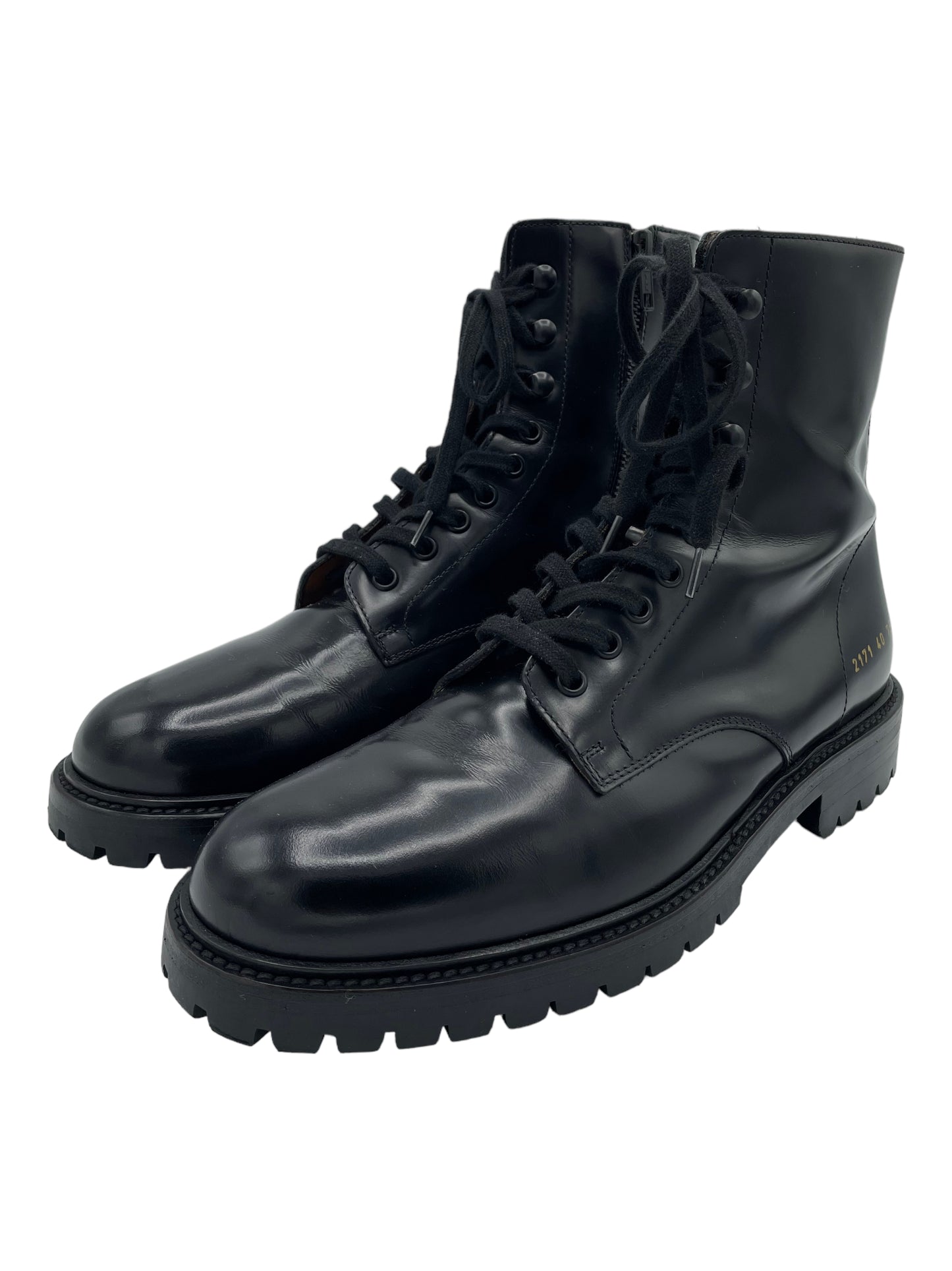 Common Projects Black "2171" Leather Combat Boots