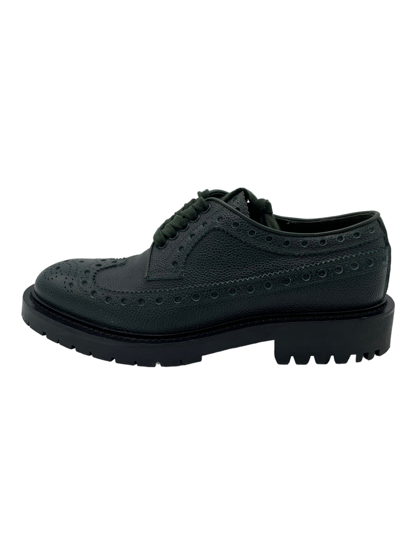 Burberry Black Grainy Leather Brogue Detail Derby Shoes