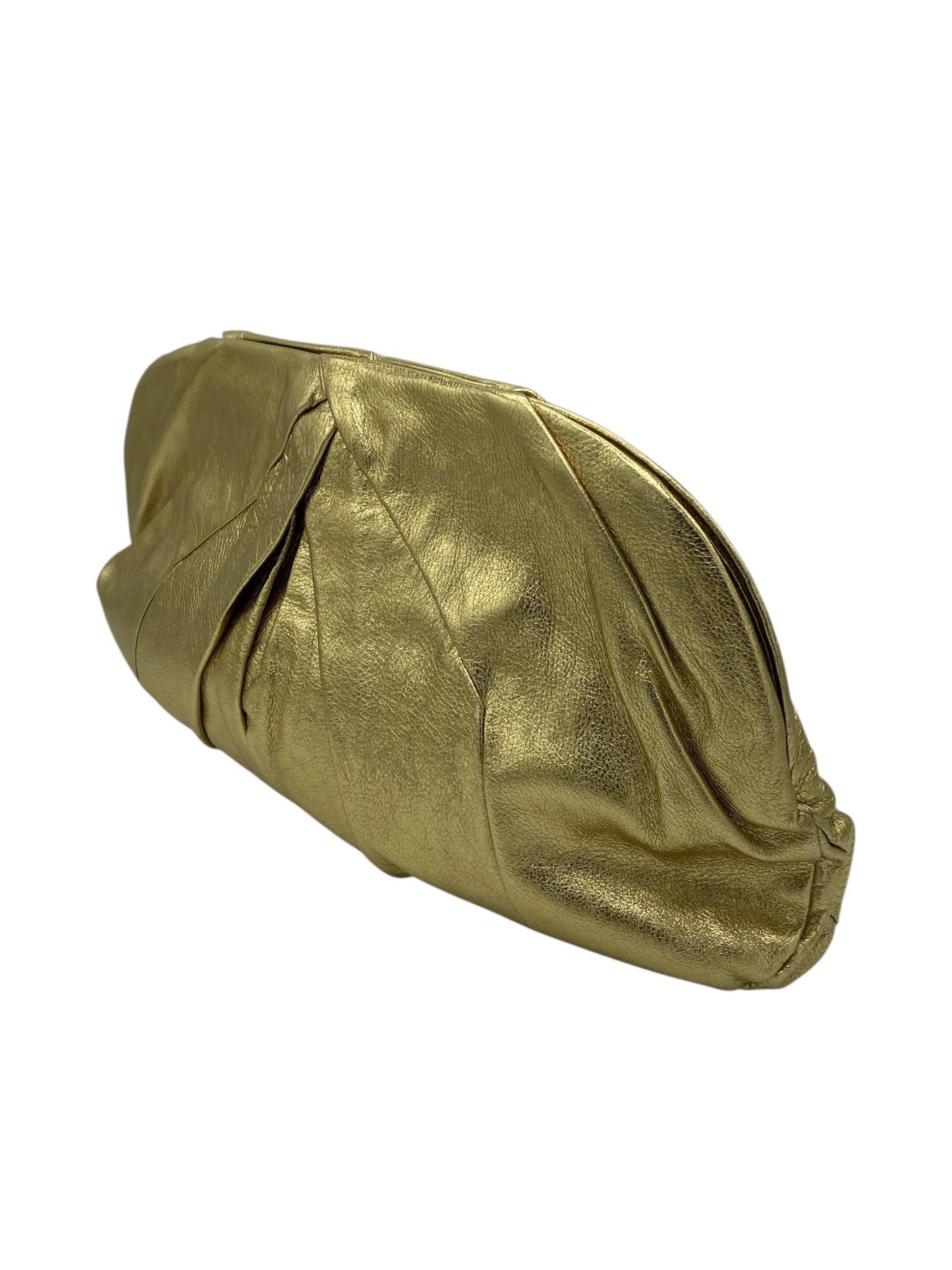 Miu Miu Gold Metallic Leather Large Clutch Bag