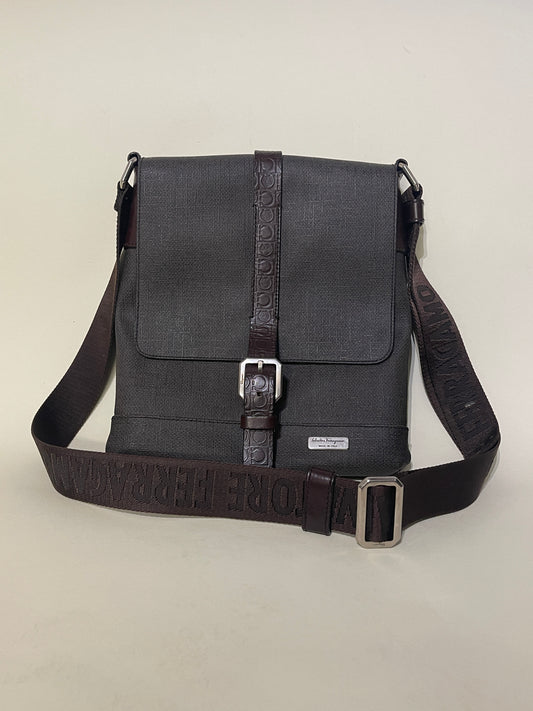 Salvatore Ferragamo Brown Vinyl & Leather Crossbody Bag