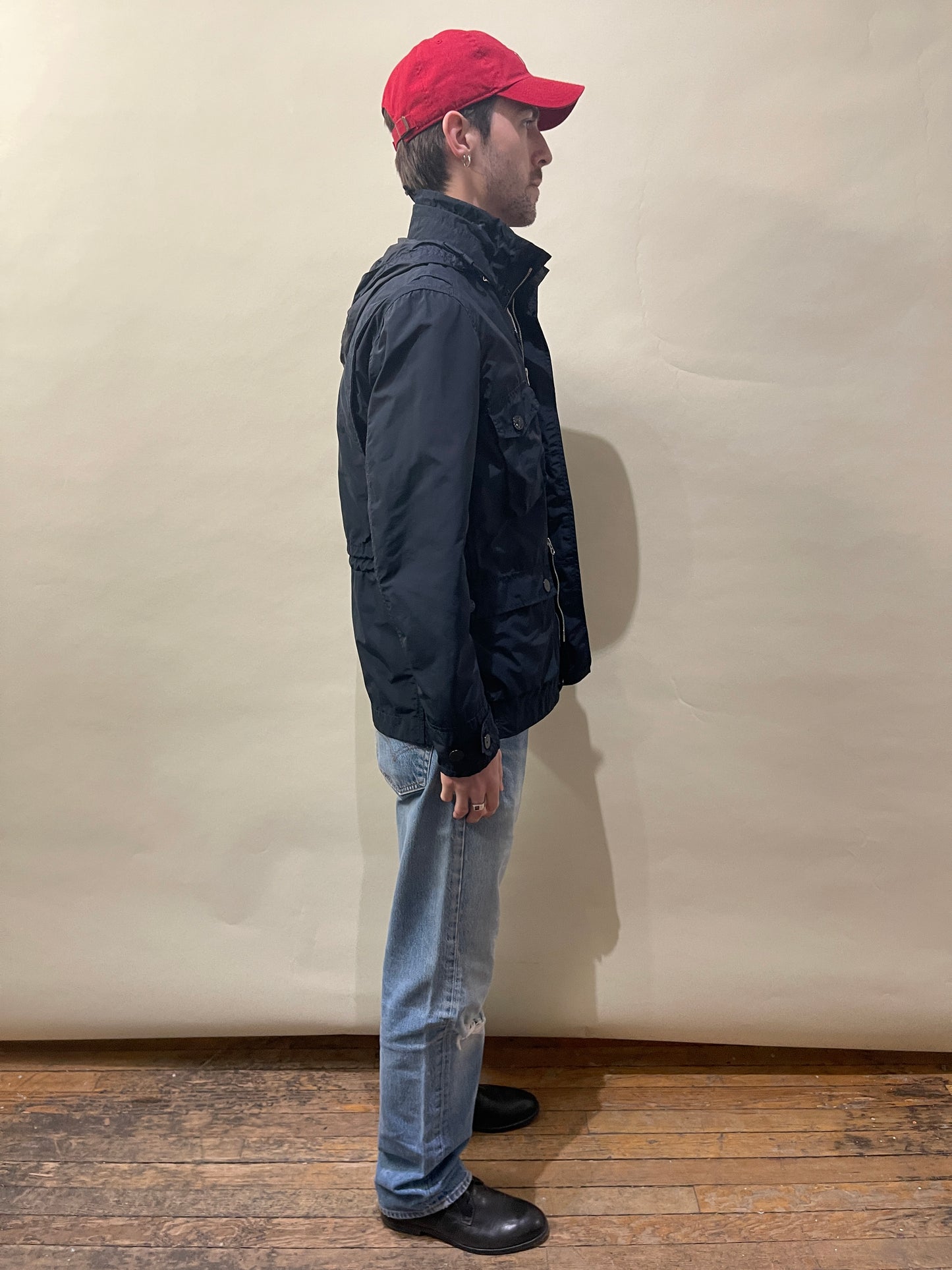 Stone Island Navy Blue Lightweight Nylon Field Jacket Small - S