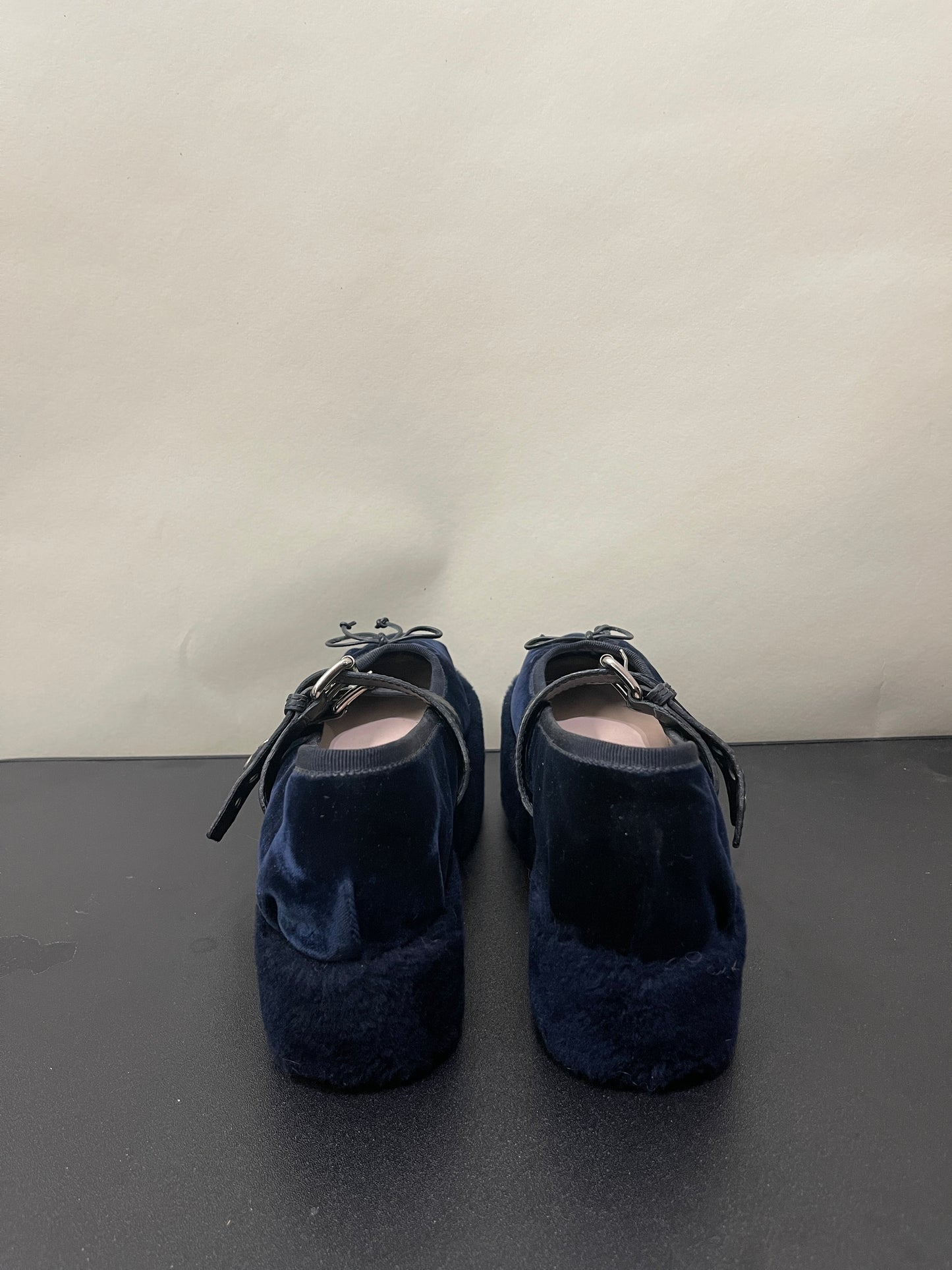 Miu Miu Navy Blue Velvet Platform Ballet Flats 7.5 M / 9 W