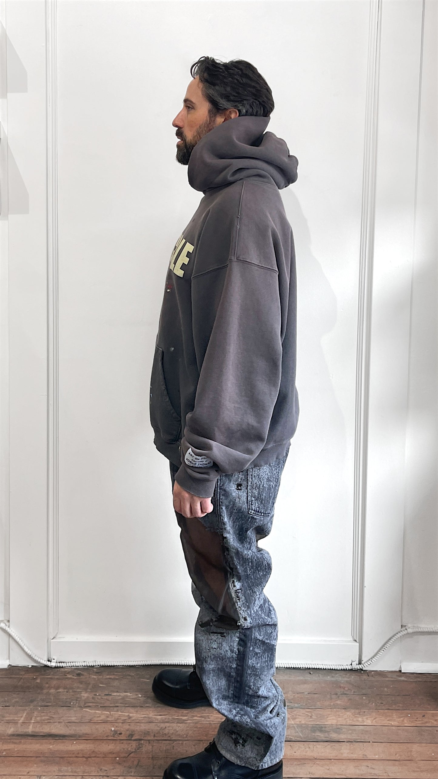 Gallery Dept. Faded Grey 'Recycle' Graphic Hoodie Large