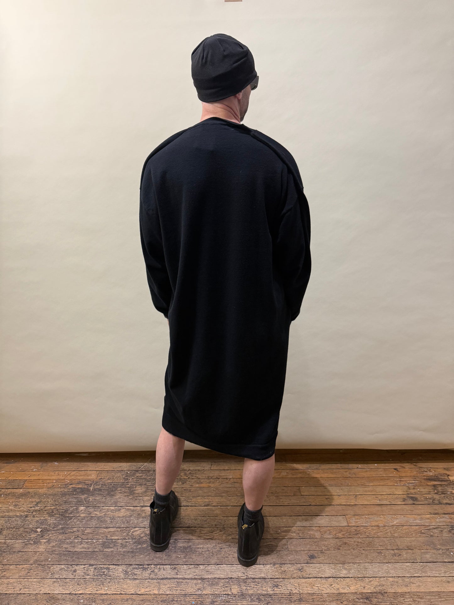 Balenciaga Black Wool Knit V-Neck LS Sweater Dress Extra Large - XL