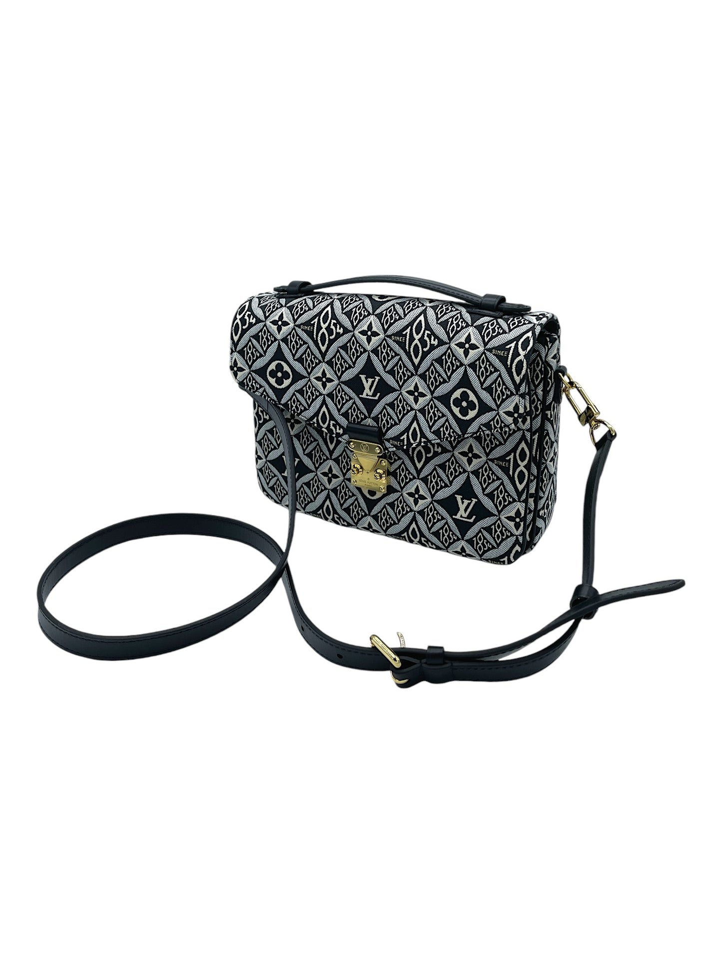 Louis Vuitton Black & White Jacquard Monogram Pochette Metis Bag