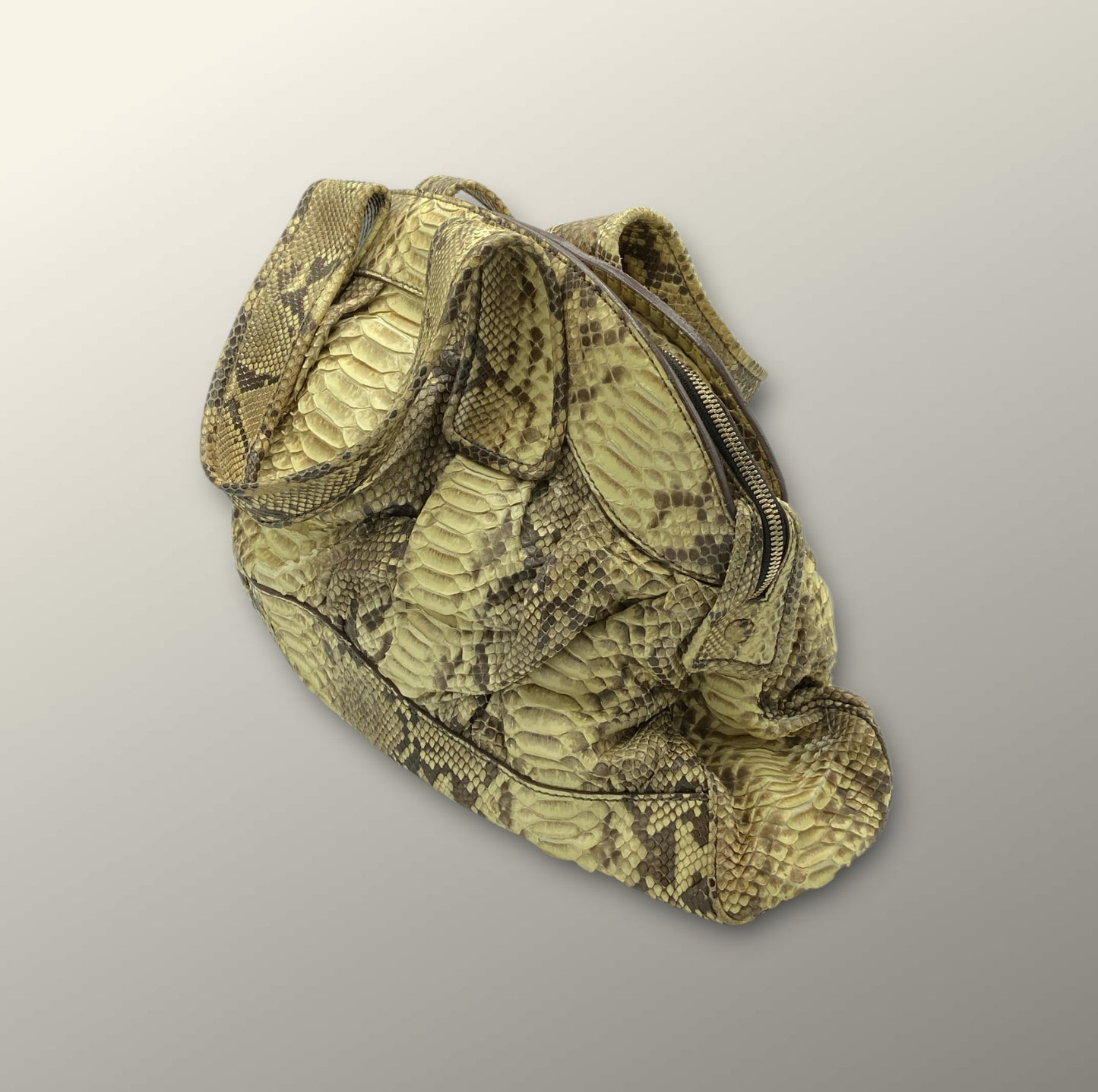 Zagliani Tan Snakeskin Handbag