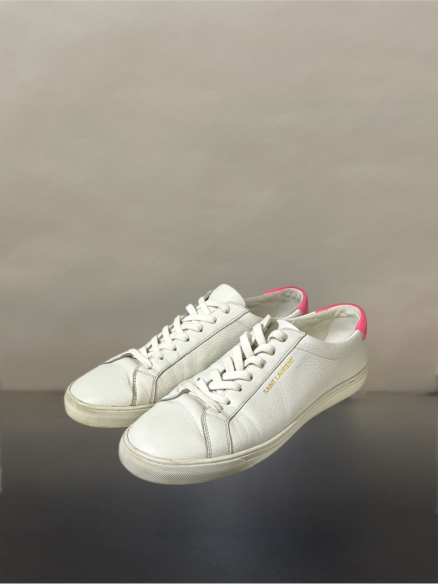 Saint Laurent White & Pink Leather Classic Sneakers 11.5 M / 13 W
