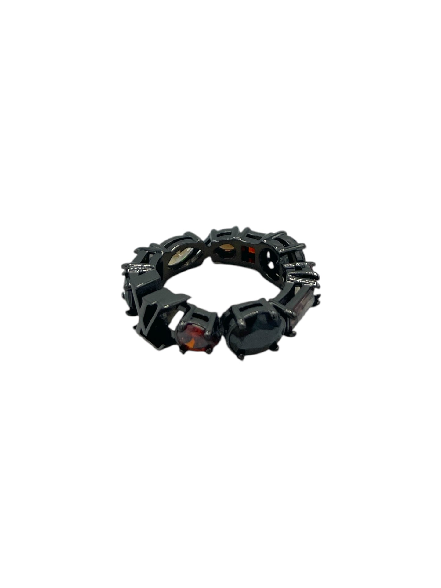 Louis Vuitton Gunmetal & Gem LV Light Ring 8.25 US