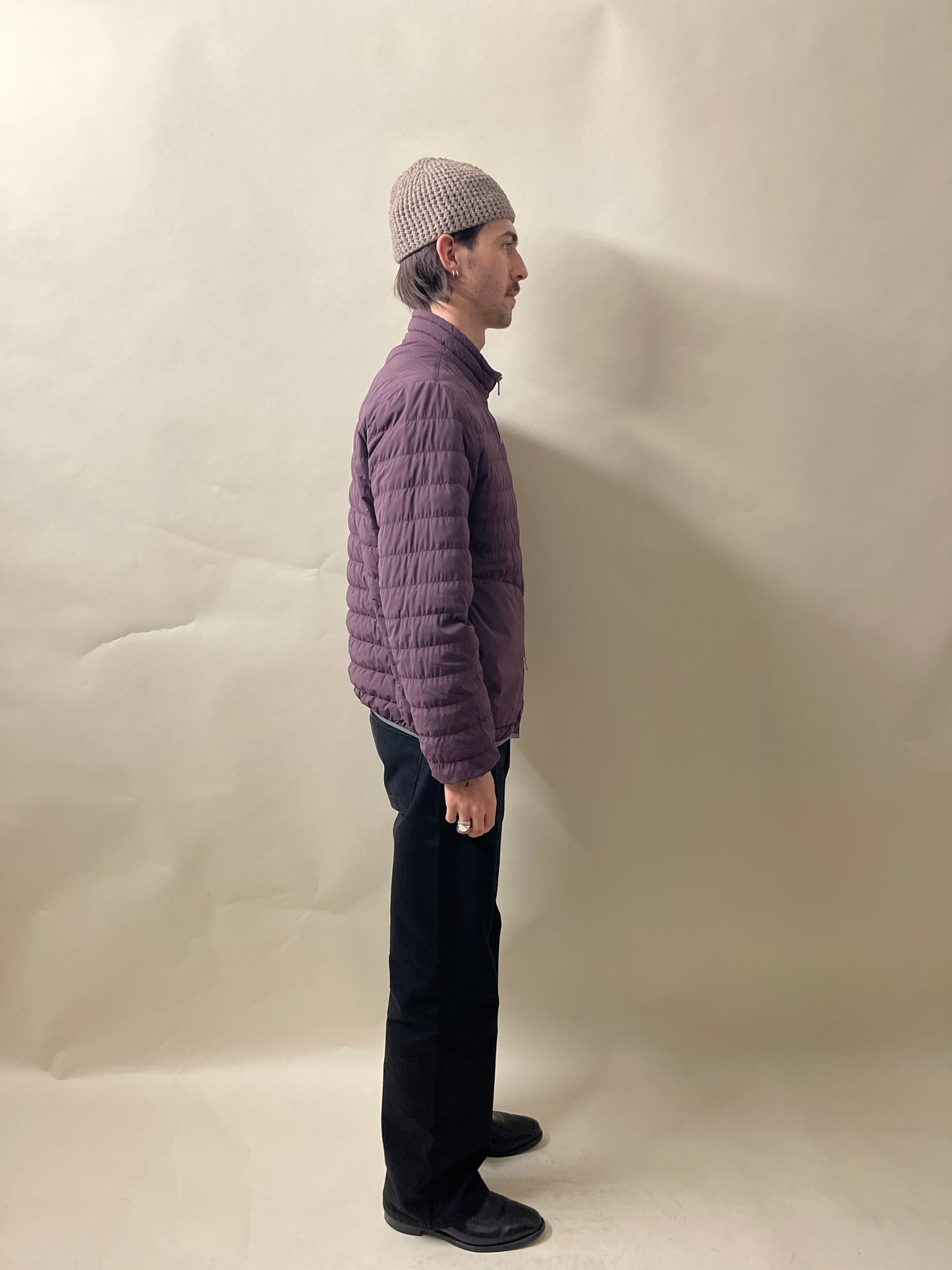 Brunello Cucinelli Eggplant Purple Lightweight Down Jacket Large - L