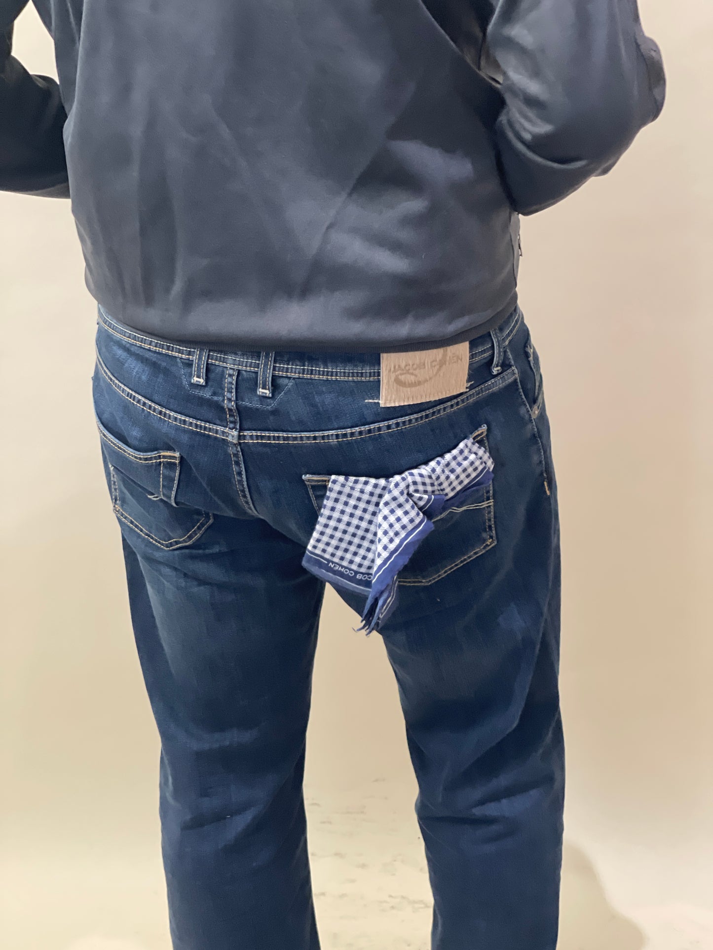 Jacob Cohen Dark Blue Stretch Handkerchief Motif Jeans 38