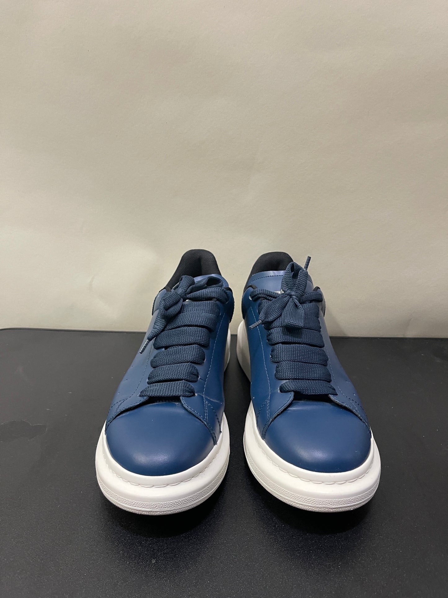 Alexander McQueen Navy Leather Oversized Sneakers 8 M / 9.5 W