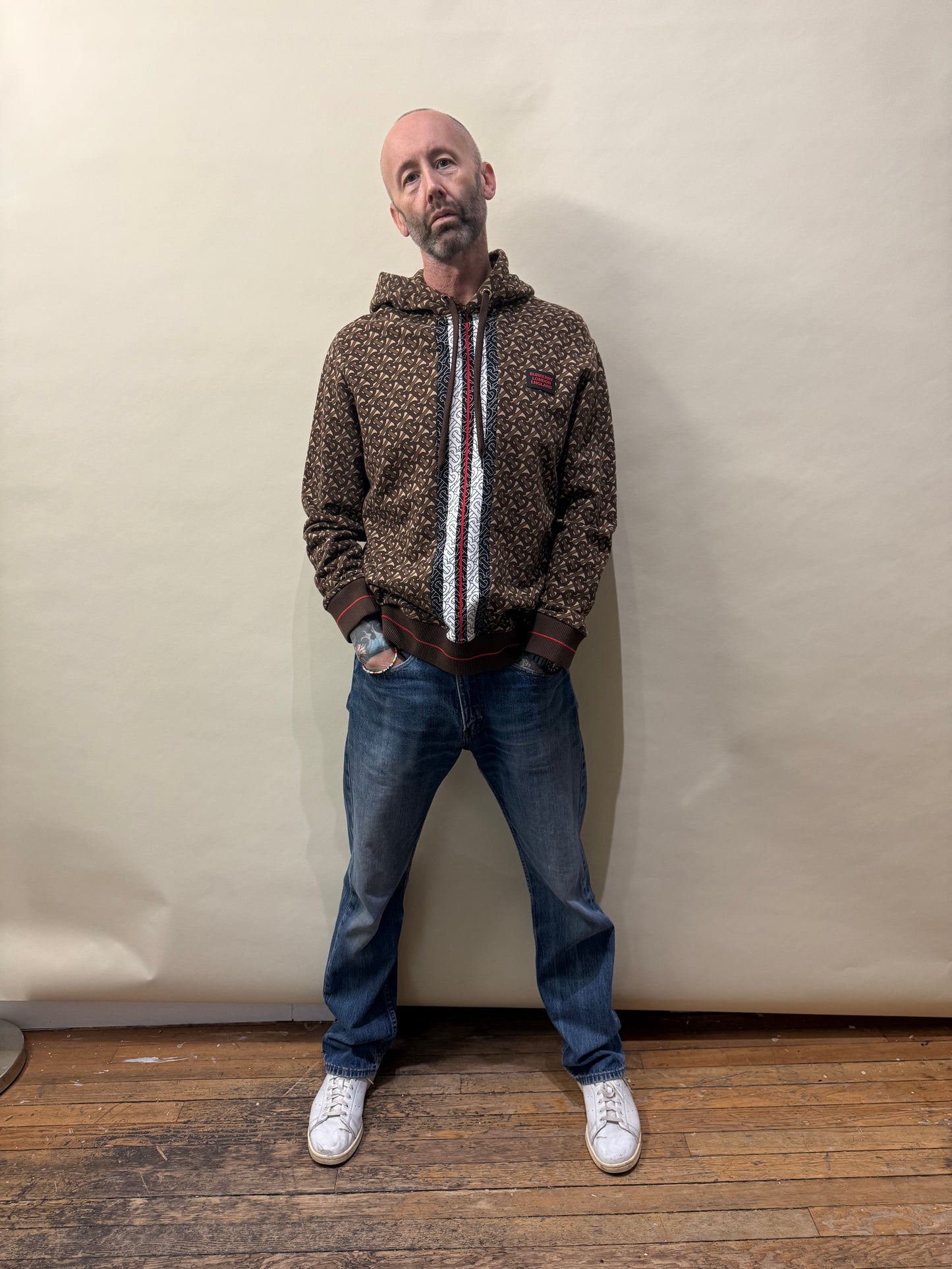 Burberry Brown & Multi Monogram Striped Hoodie Large - L