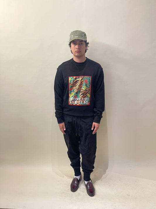 Versace Jeans Couture Black Animal Print Graphic Crewneck Sweatshirt Extra Large - XL