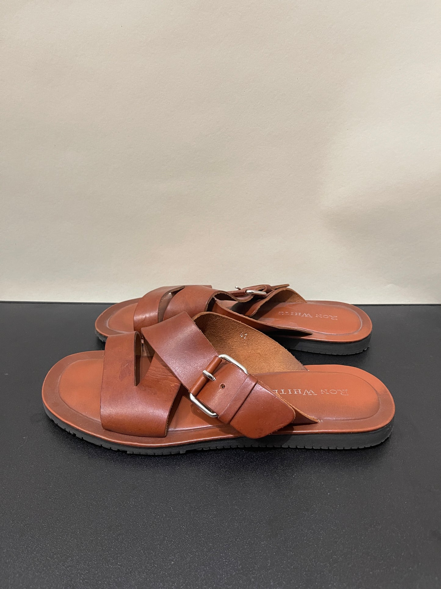 Ron White Cognac Leather Sandals 8 M / 9.5 W