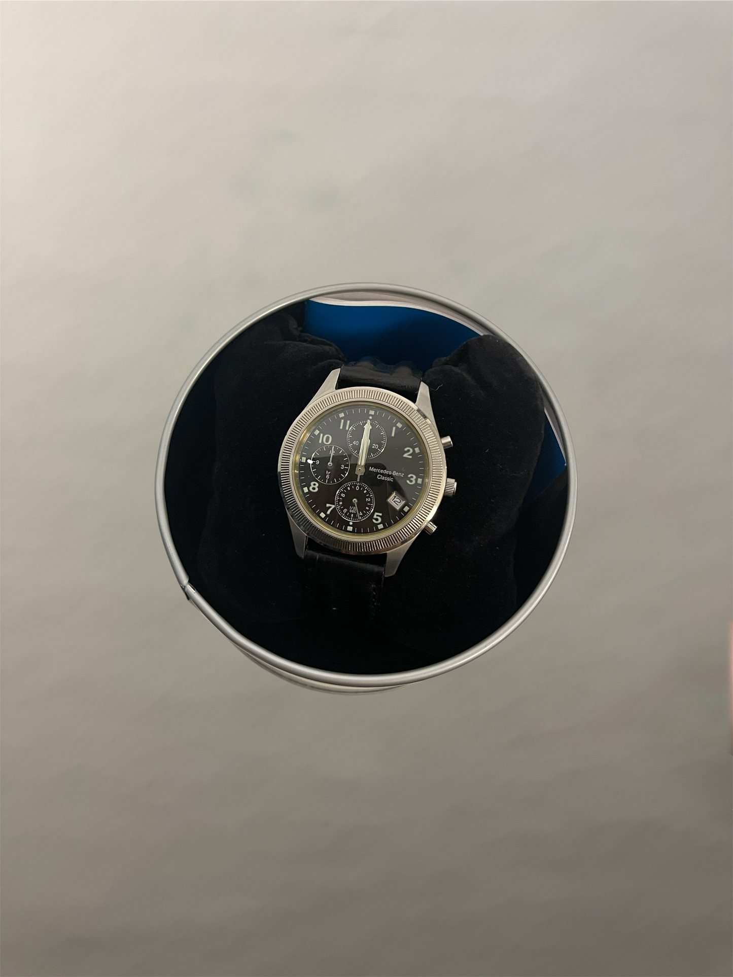 Mercedes Benz Silver & Black Chronograph Watch