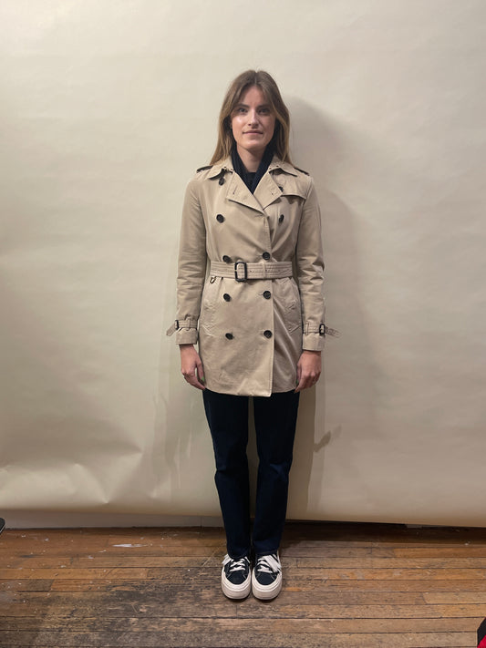 Burberry Tan Cotton Kensington Short Trench Coat Medium - M