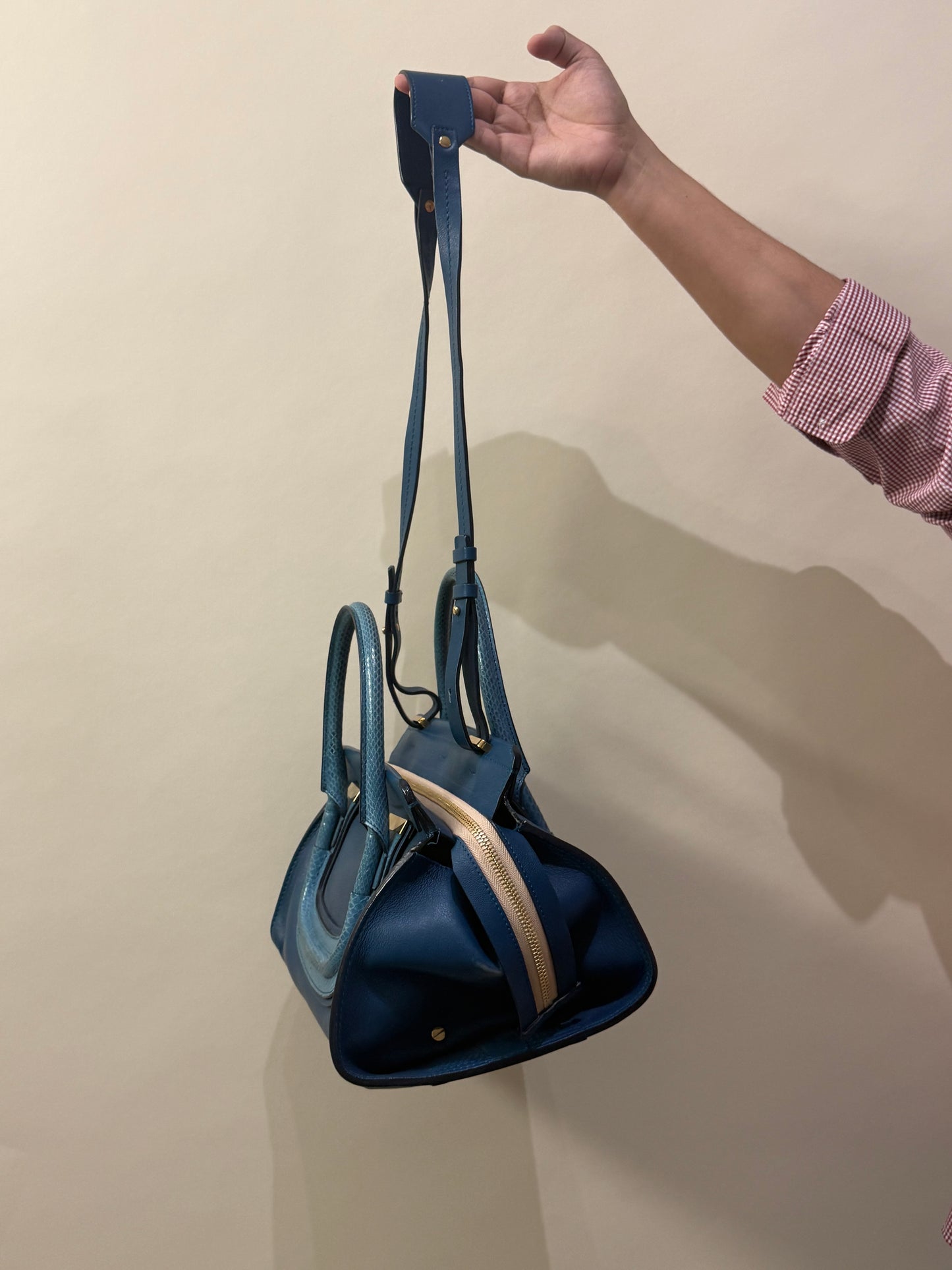 Chloé Multi Blue Mixed Material Everston Convertible Doctor Bag