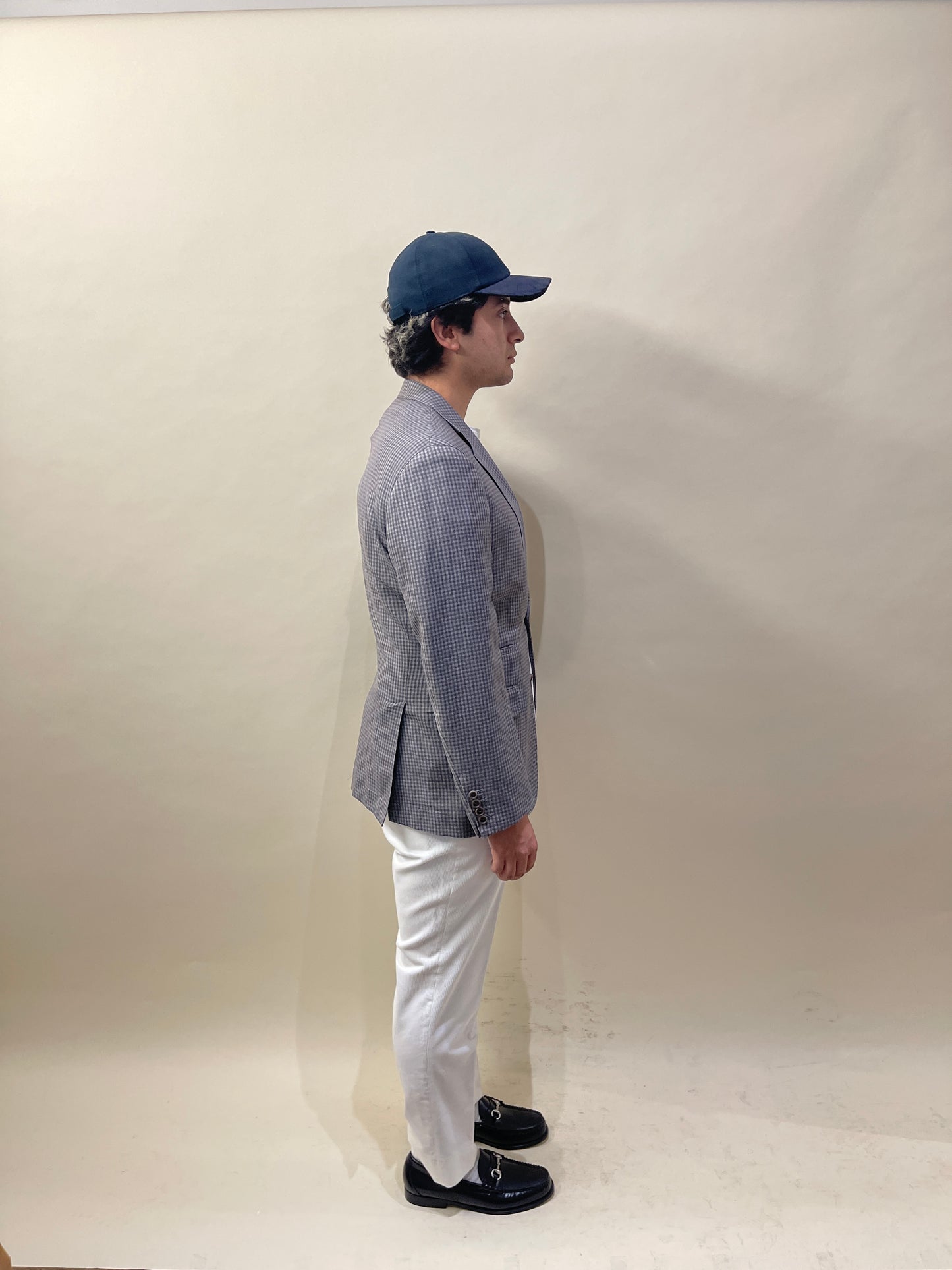 Brunello Cucinelli Light & Dark Grey Gingham Check Wool Linen Silk Sport Coat 42