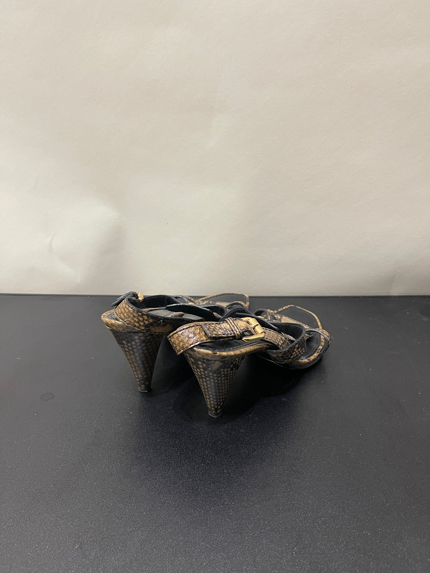 Louis Vuitton Brown Python Print Leather Slingback Sandals 5 M / 6.5 W