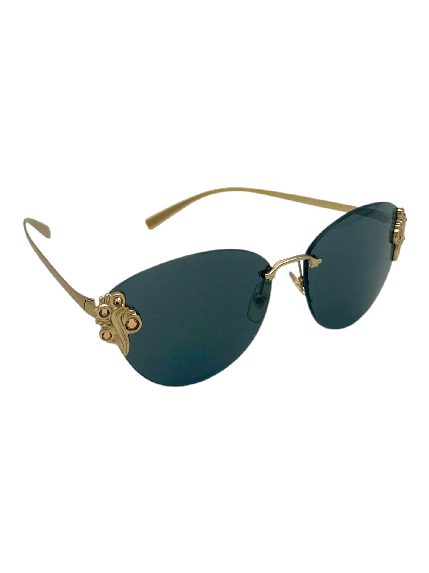 Versace Gold Gem Encrusted Frameless Sunglasses