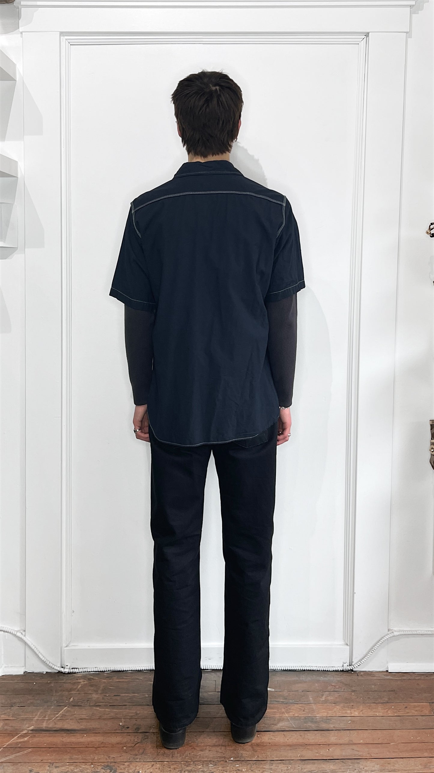 Iron Heart Navy Blue Cotton SS Work Shirt Extra Large