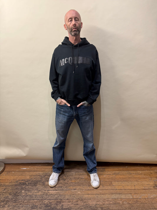 McQ Alexander McQueen Black 'McQueen' Chest Logo Hoodie Large - L