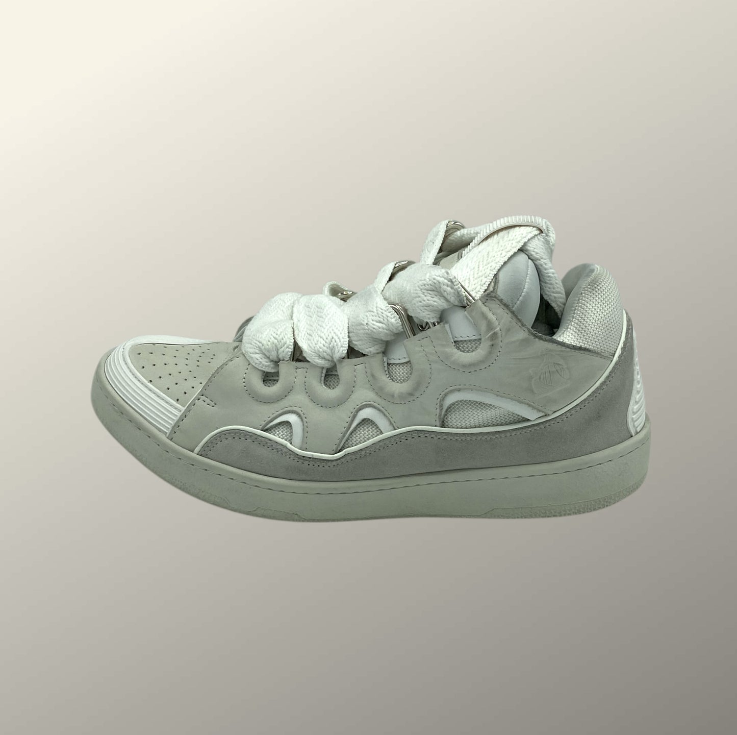 Lanvin White Leather & Suede Curb Sneakers 11 M / 12.5 W