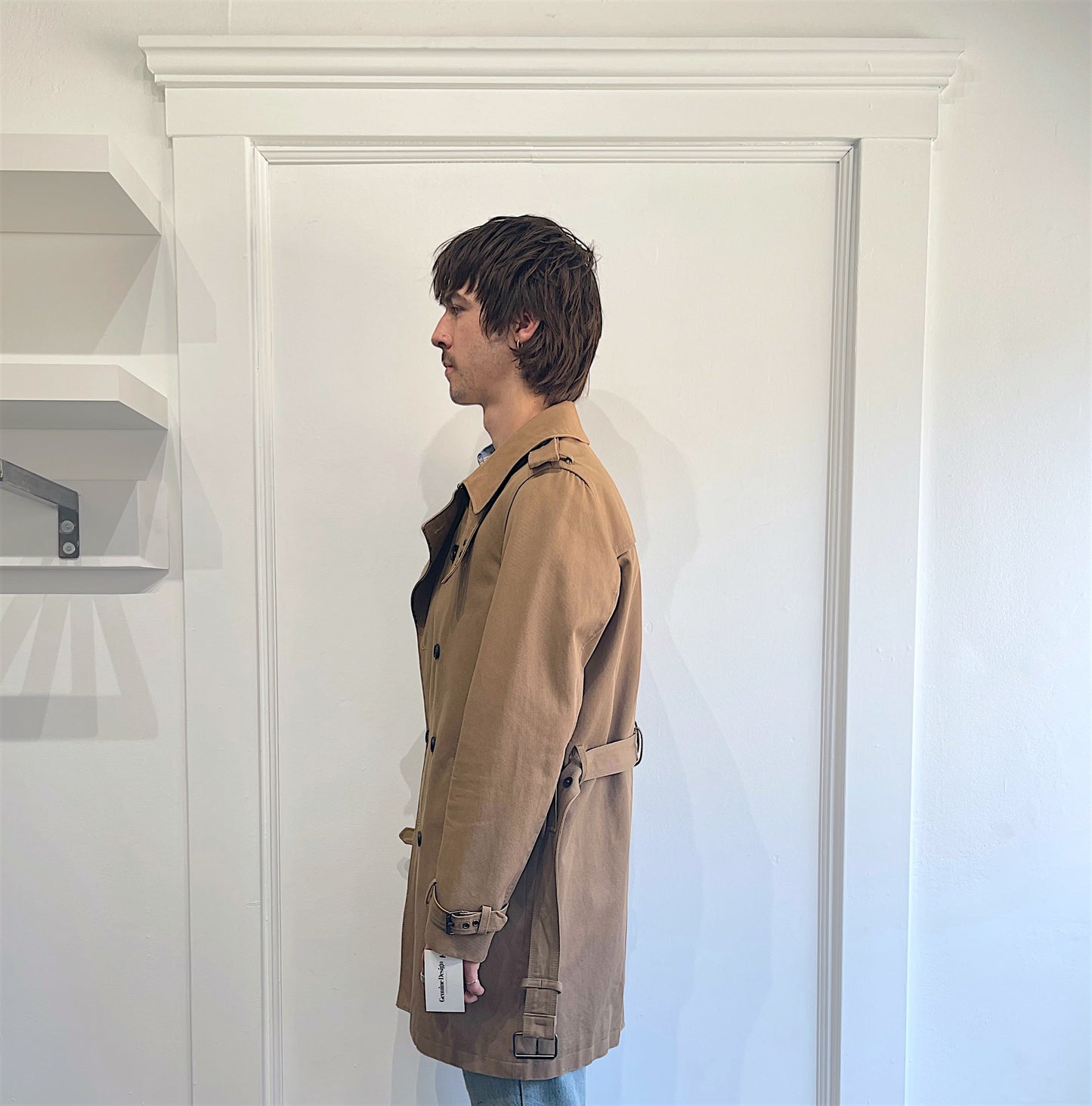 The Kooples Tan/Khaki Canvas Belted Trench Coat 40