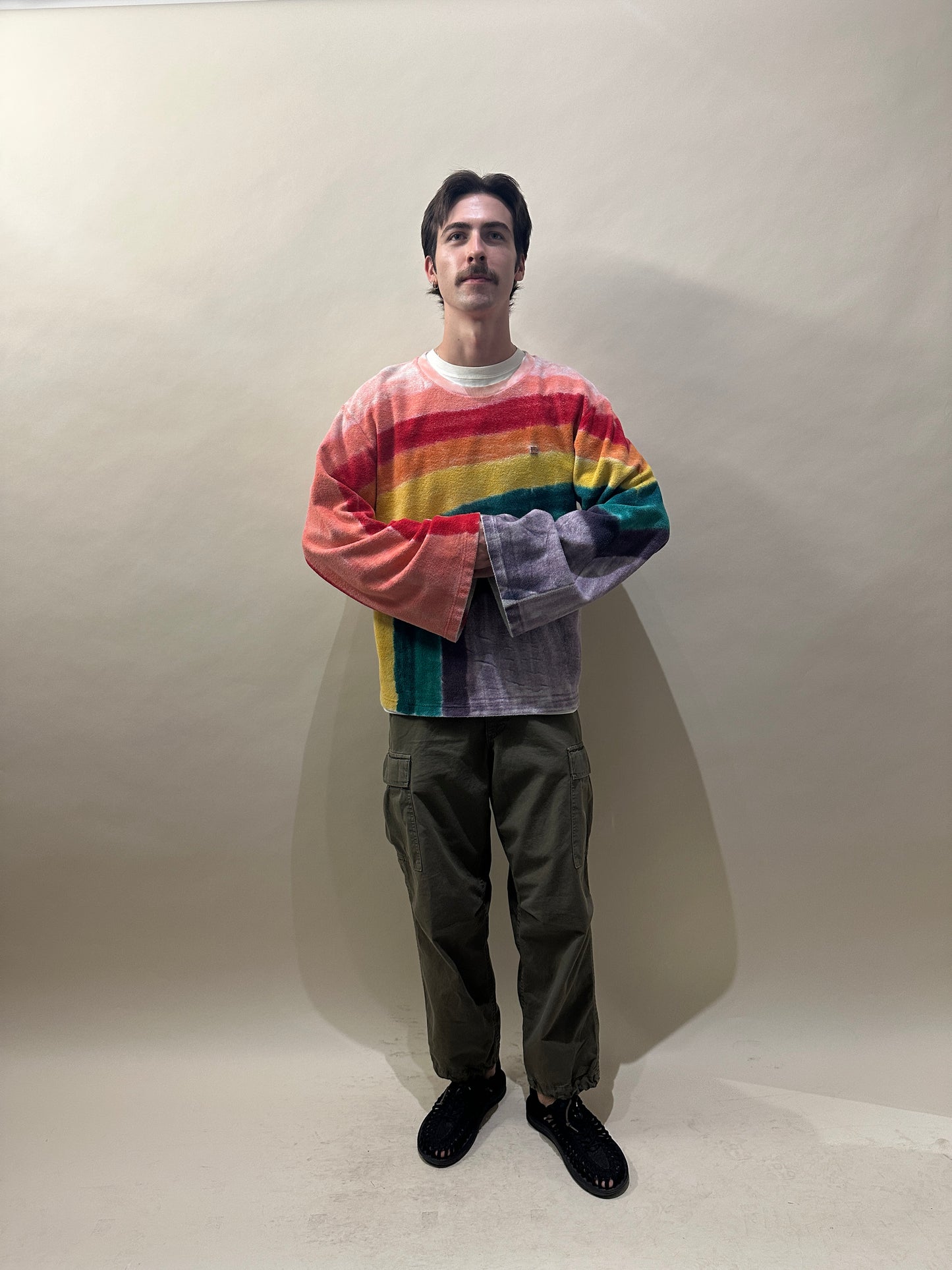 Acne Studios Rainbow Terry Cotton Face Sweater Large - L