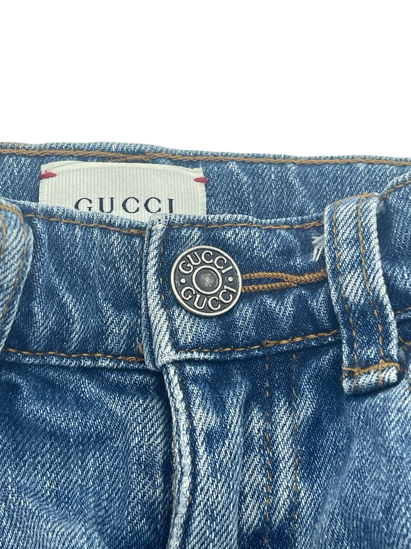 Gucci Light Wash Snake Embroidered Logo Kids Jeans 6