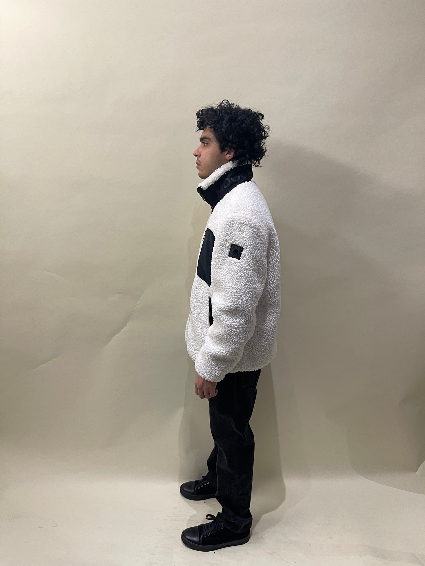 Moose Knuckles White Poly Fleece Zip Up Jacket Medium - M