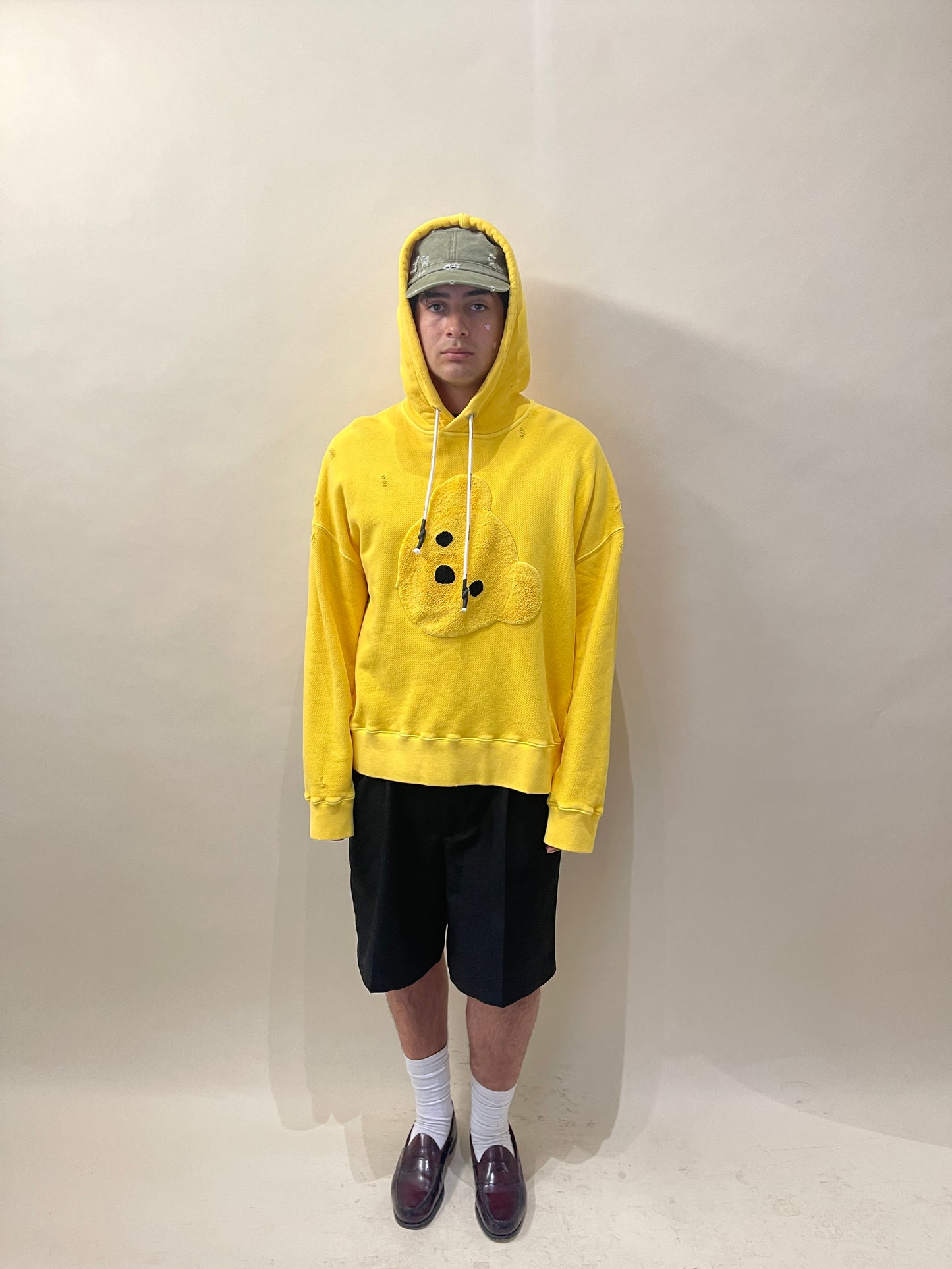 Palm Angels Yellow Chenille Teddy Patch Hoodie Extra Large - XL