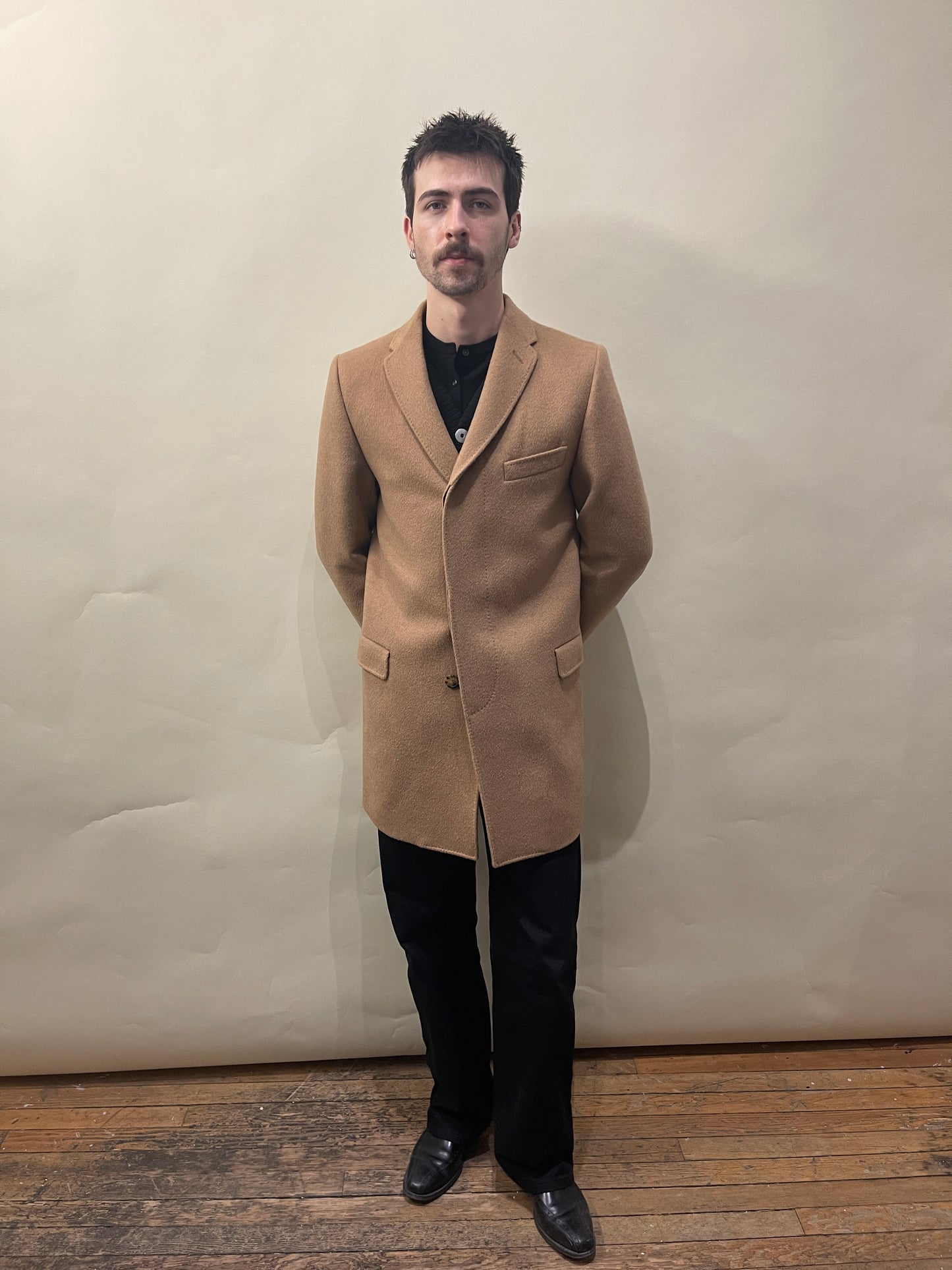 Paul Smith Camel Coloured Wool Camel Hair Blend Overcoat 40